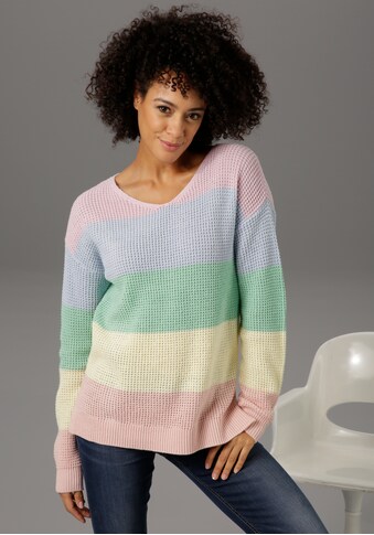 Aniston CASUAL V-Ausschnitt-Pullover, im Colorblocking kaufen