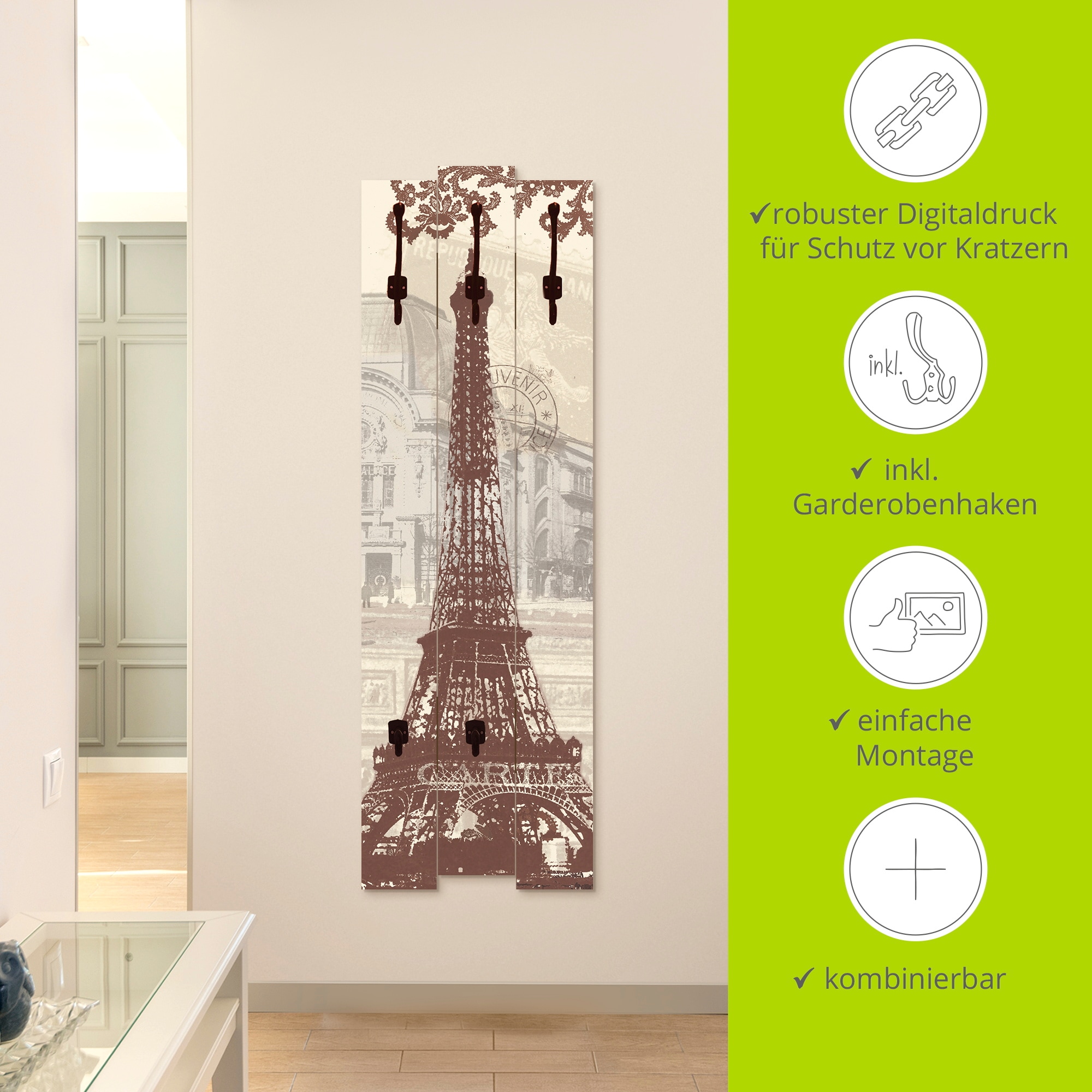 Artland Garderobenleiste »Paris Collage«, teilmontiert