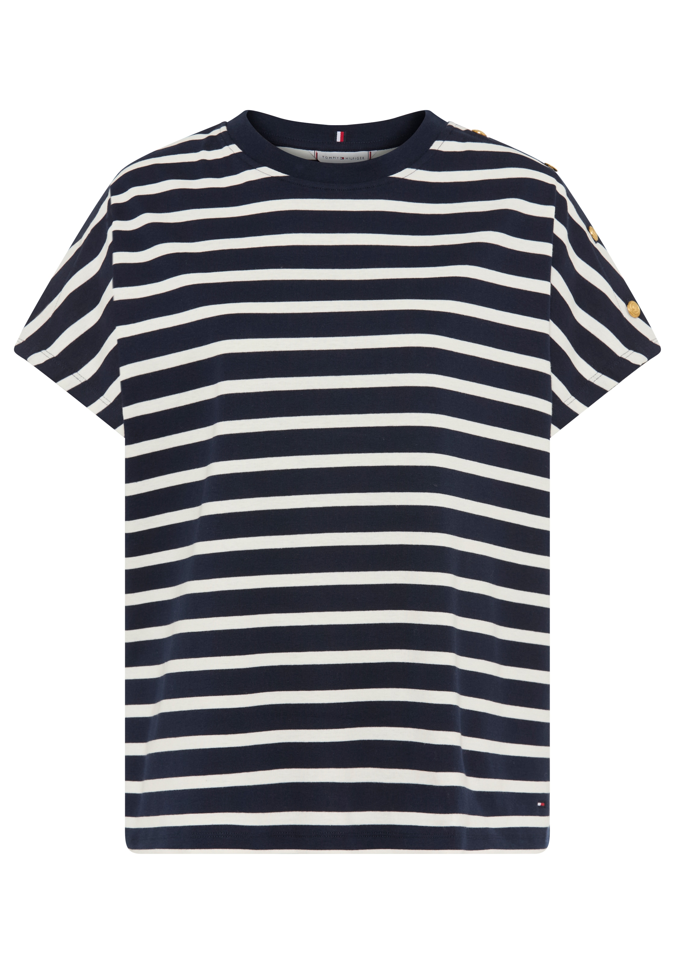 Tommy Hilfiger Curve Kurzarmshirt »CRV GOLD BUTTON SS TEE«, in großen Größen