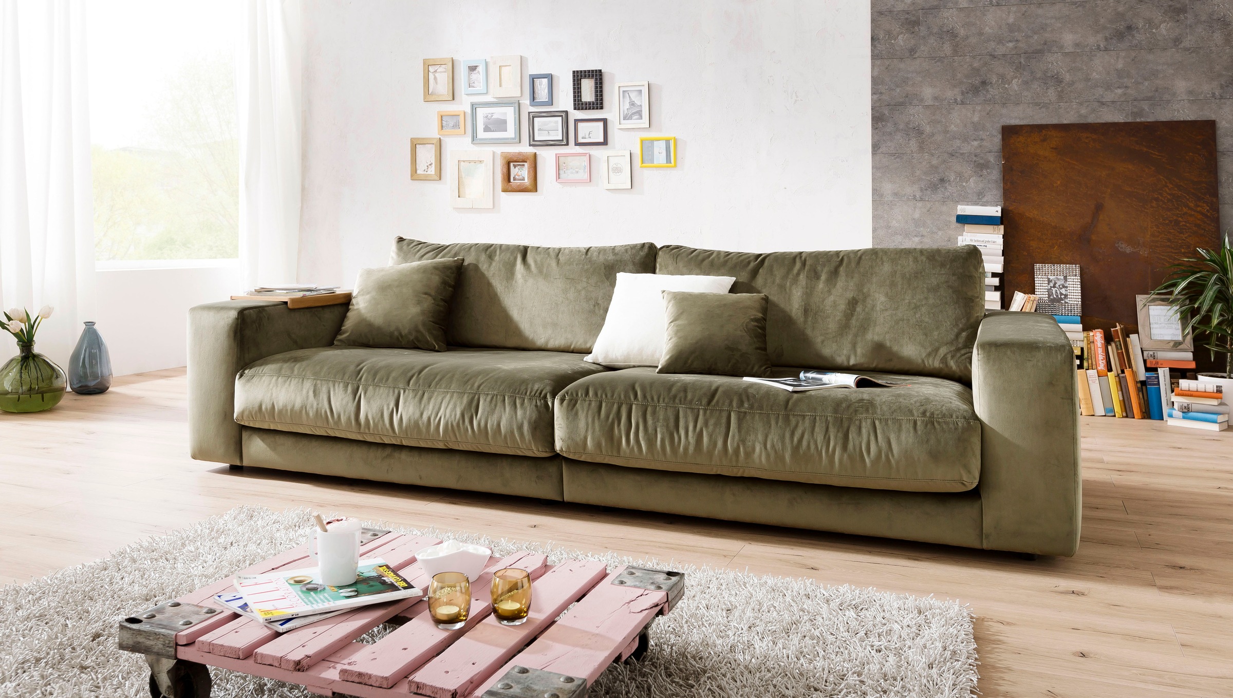 3C Candy Big-Sofa »Enisa II«, incl. 1 Flatterkissen, Wahlweise mit Flecken-Schutz-Bezug Easy care