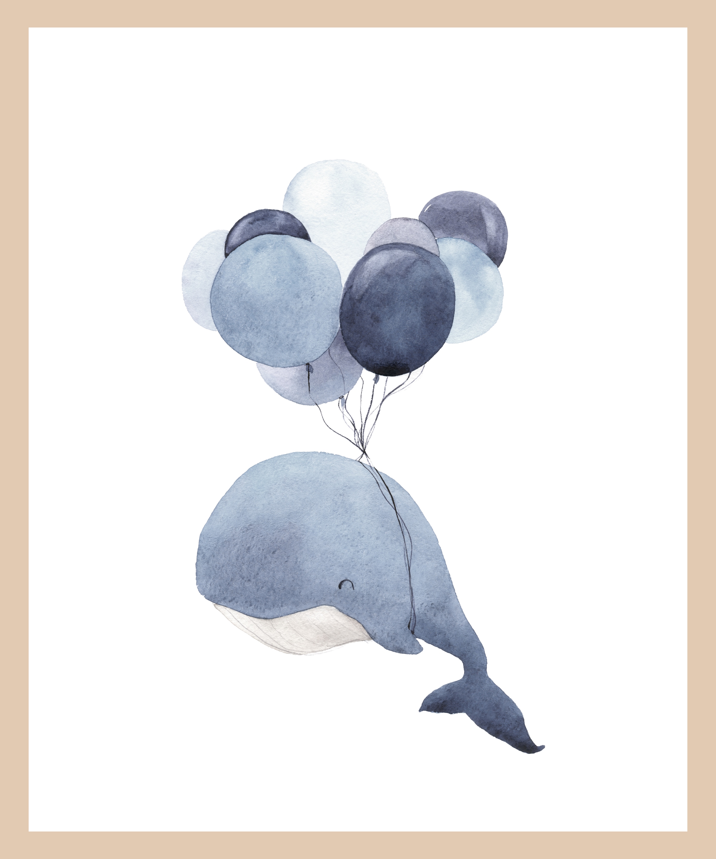 Lüttenhütt Poster »Wal mit Luftballons«, Fantasy-Luftballon-Tiere-Wassertiere, (1 St.), HD Premium Druck