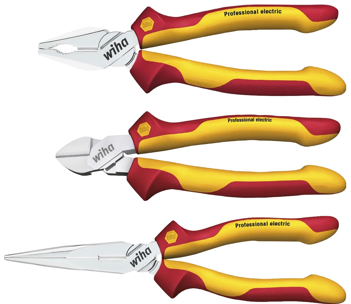 Wiha Werkzeugset »Professional electric (26852)«, 3-tlg., Kombi-, Flachrundzange, Seitenschneider