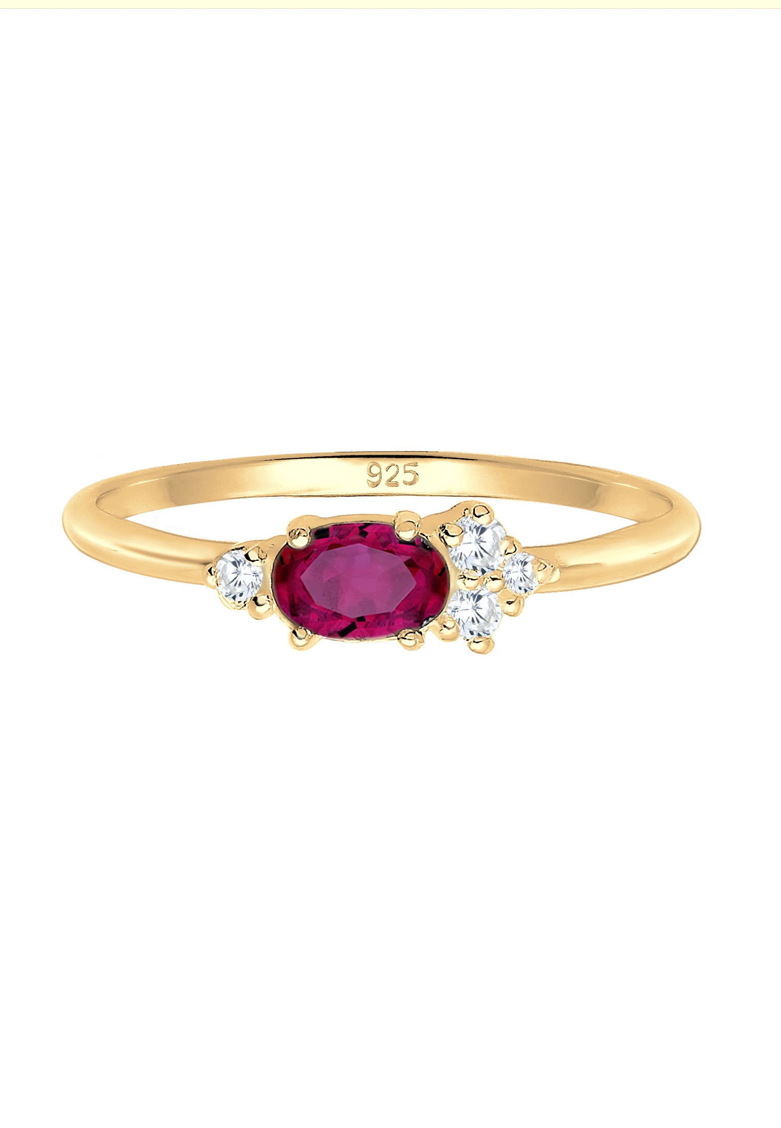 Elli Premium Verlobungsring »Ring Zirkonia Synthetischer Rubin Pink 925 Sterling Silber vergoldet«