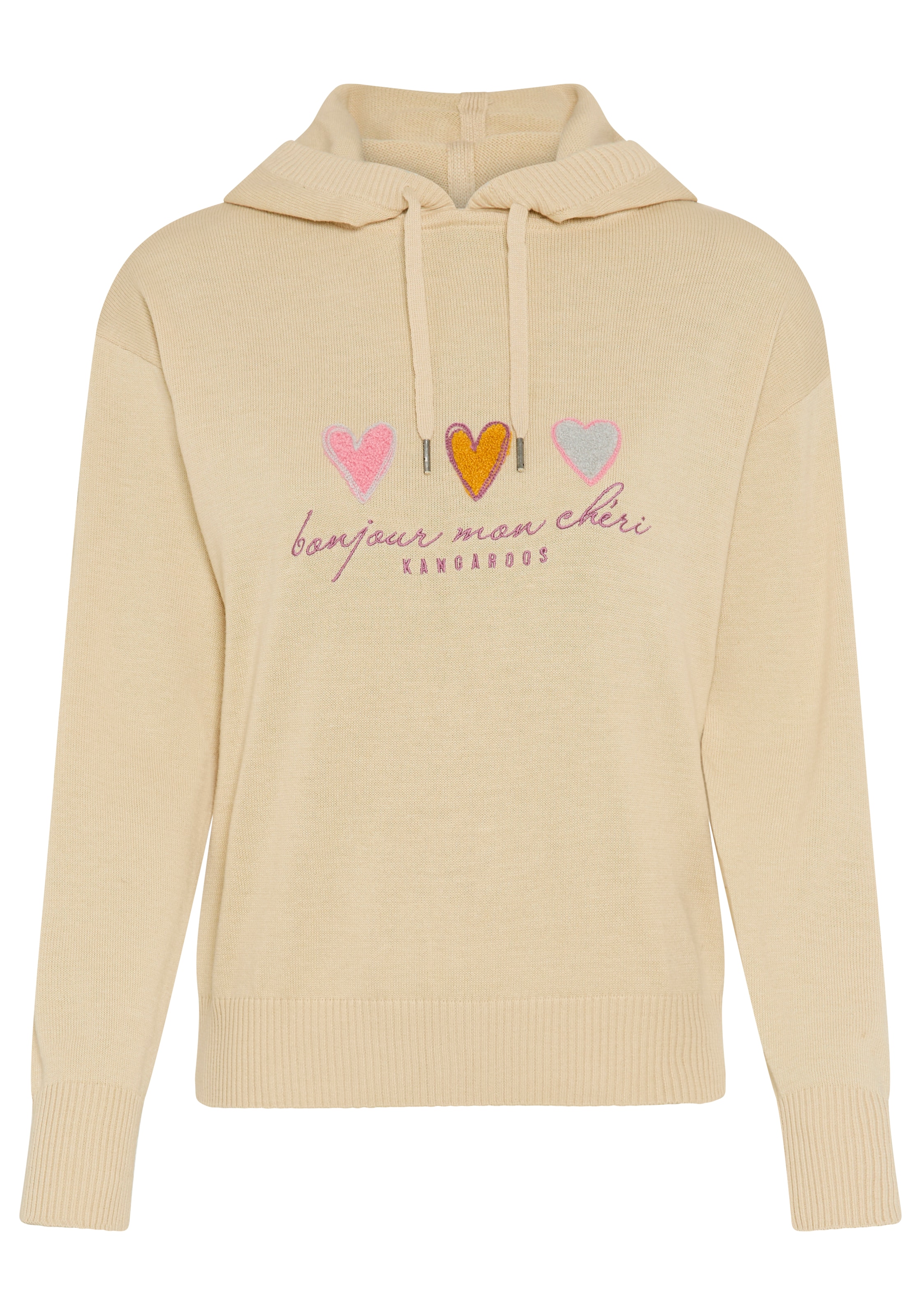 KangaROOS Kapuzenpullover mit Kordelzug, Langarm, in unifarbener Strickqualität