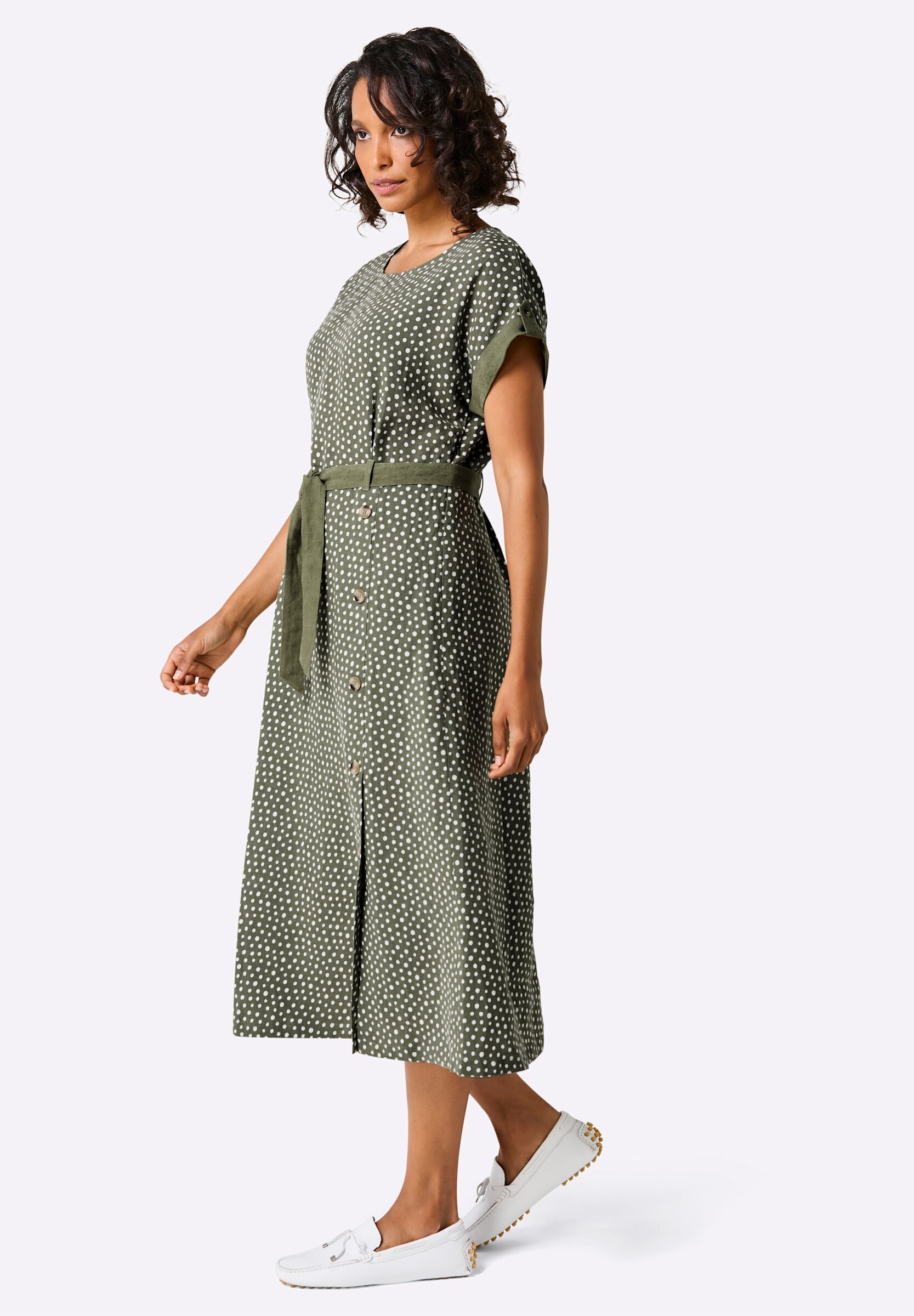 creation L Sommerkleid »Leinen-Kleid Druckkleid aus reinem Leinen« Ohne Taschen