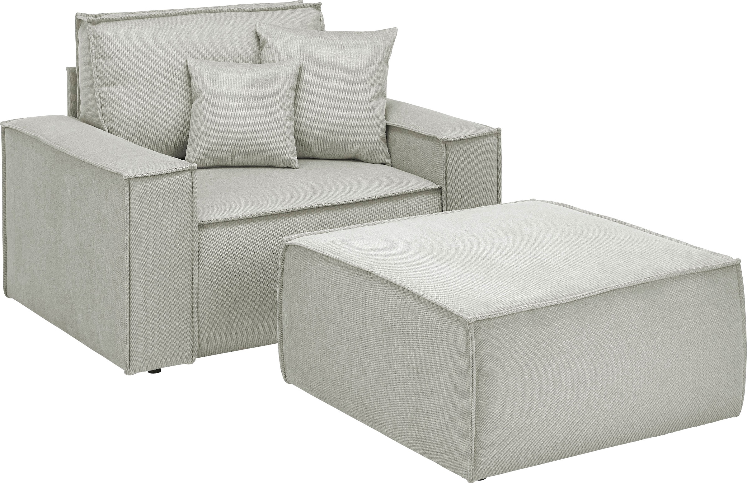 OTTO home Loveseat »FINNLEY Struktur fein, Loveseat & Hocker im Set« 2 Stk. tlg. verfügbar in den Stoffqualitäten Bouclé, Struktur fein und Mega Cord