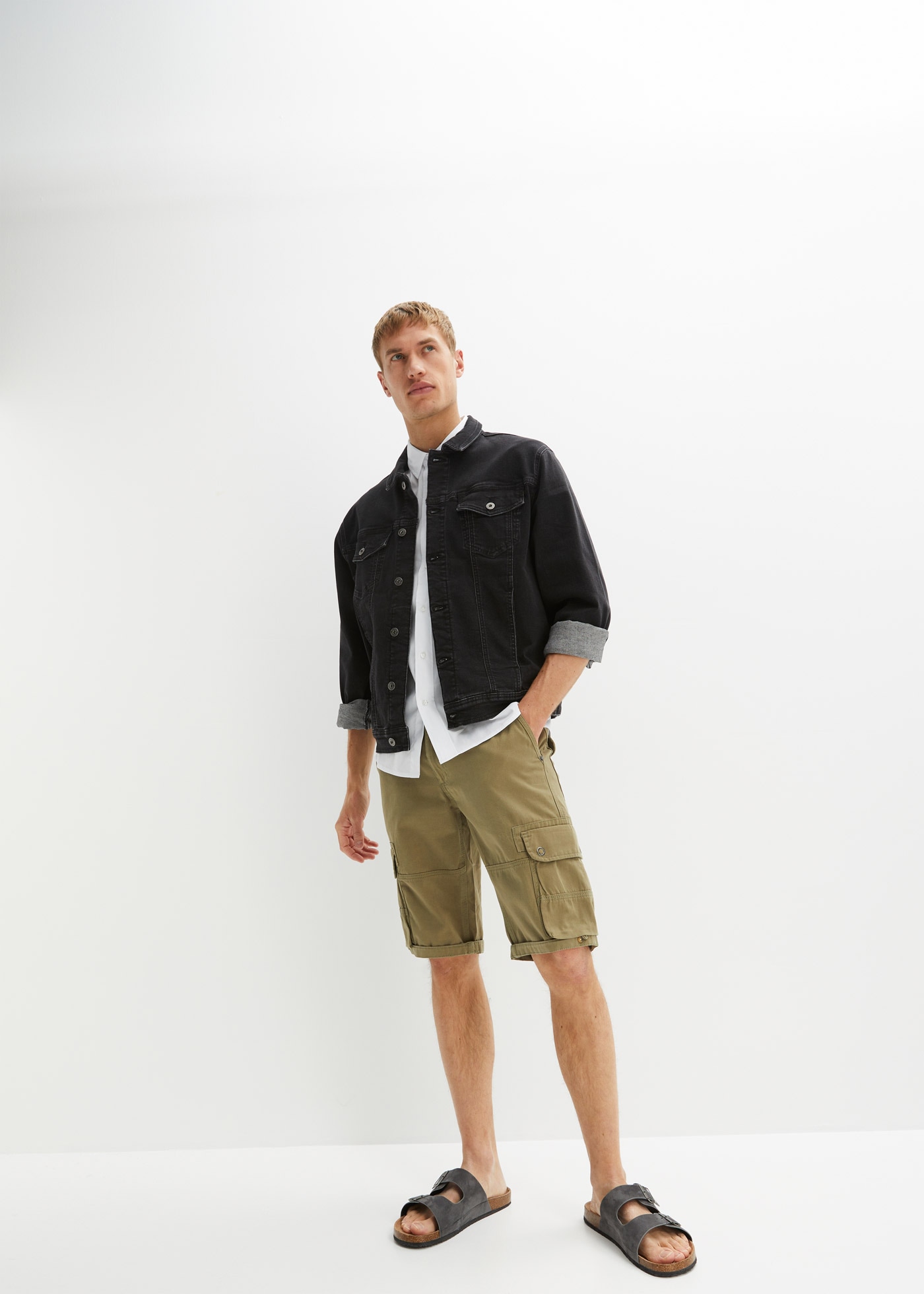 bonprix Cargobermudas  Cargo-Bermuda, aus Baumwolle, mit verstellbarer Länge, Regular Fit