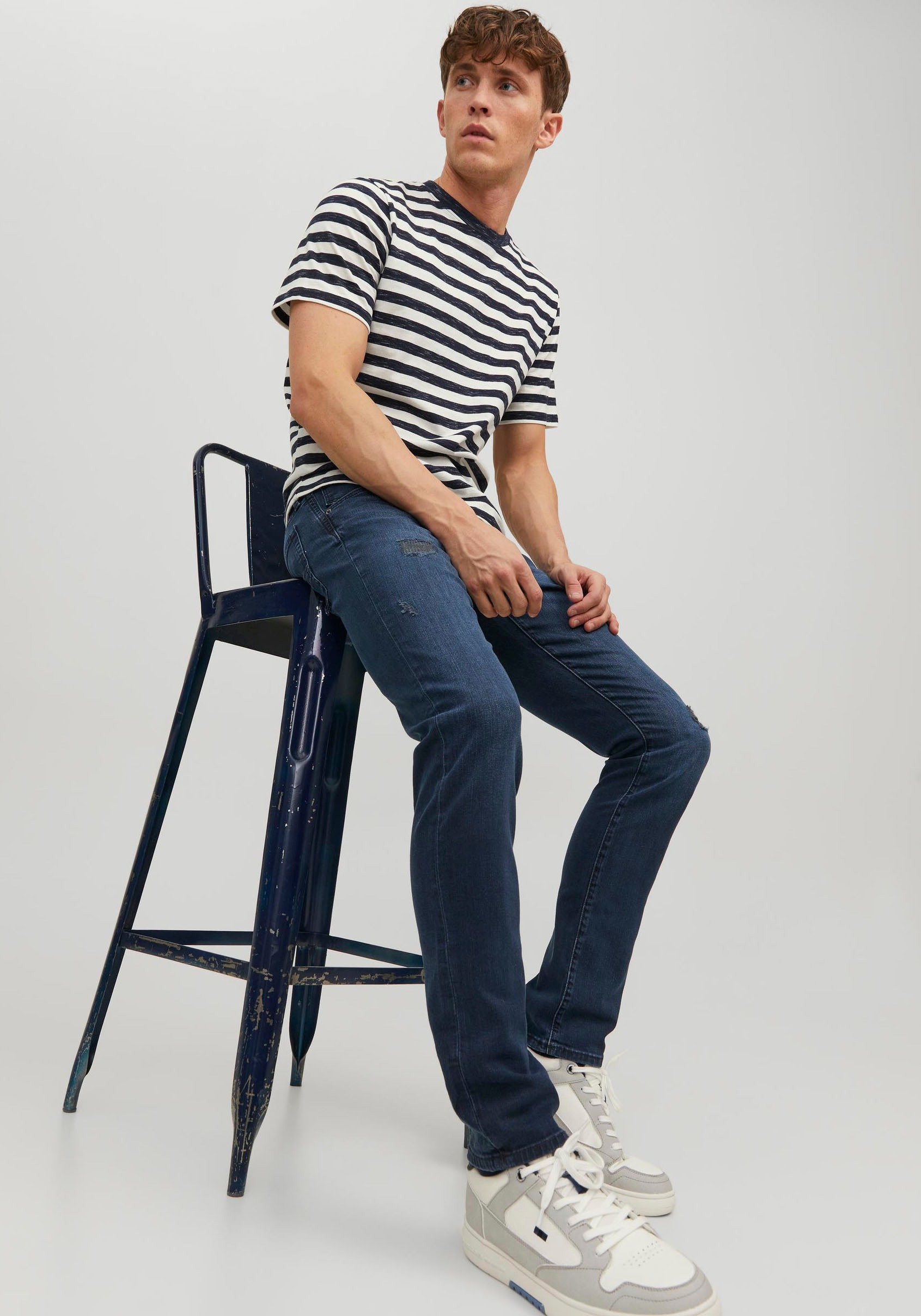Jack & Jones Slim-fit-Jeans »JJIGLENN – Slim-Fit-Jeans mit niedriger Leibhöhe«, Used, modisch, slim fit, Denim/Jeans