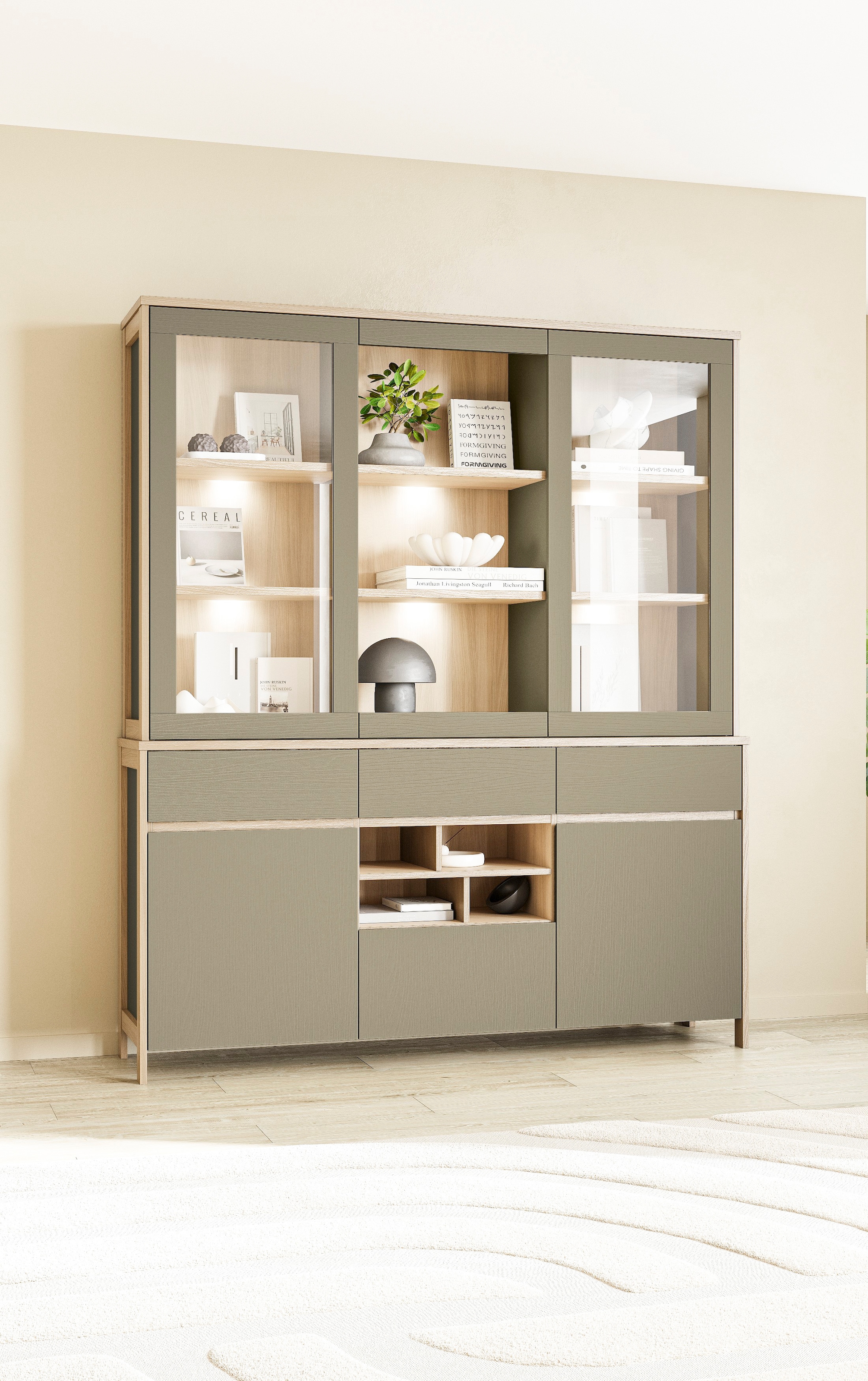 Home affaire Buffet »Stranda, Hochschrank im Scandi-Style, moderner Schrank«, Rahmenoptik, ausreichend Stauraum, vielseitig einsetzbar, 164 cm breit