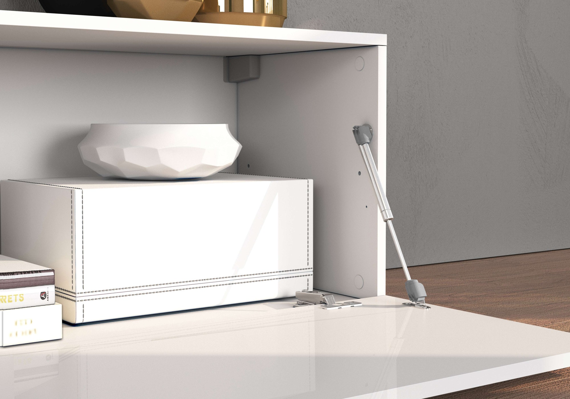 INOSIGN Lowboard »Chronos TV-Board, TV-Schrank«, (1 St., Breite verstellbar von 190 bis 350 cm), Breite 270 cm TV-Board,Lowboard,1 Klappe und ein L-Förmiger Aufsatz