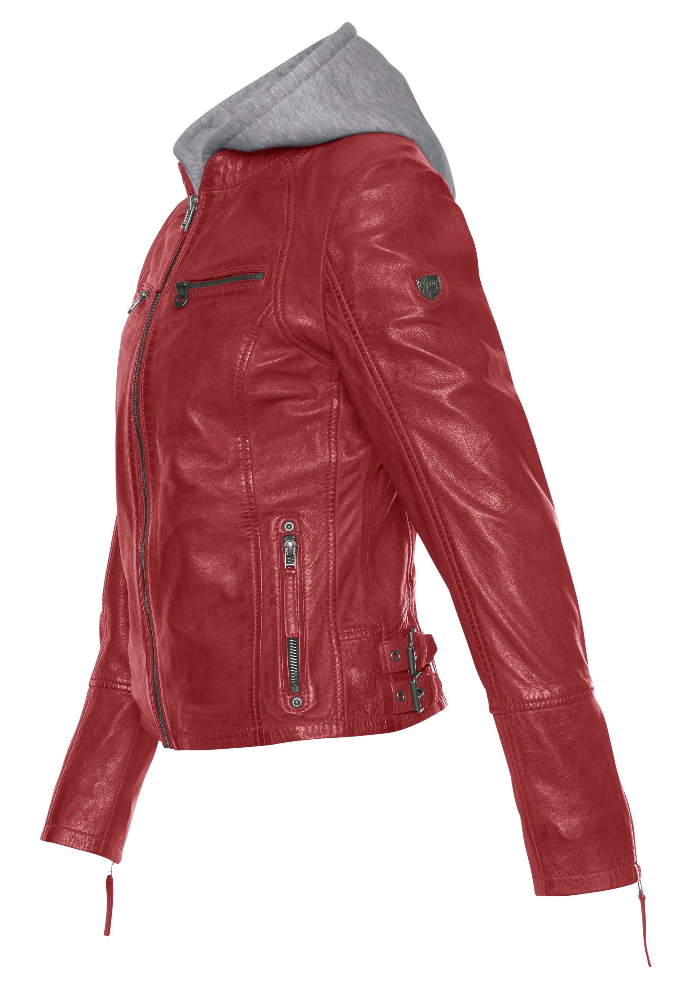 Mauritius Lederjacke »NOLA«, mit Kapuze, Two-in-One Style - mit abnehmbarer Jersey-Kapuze