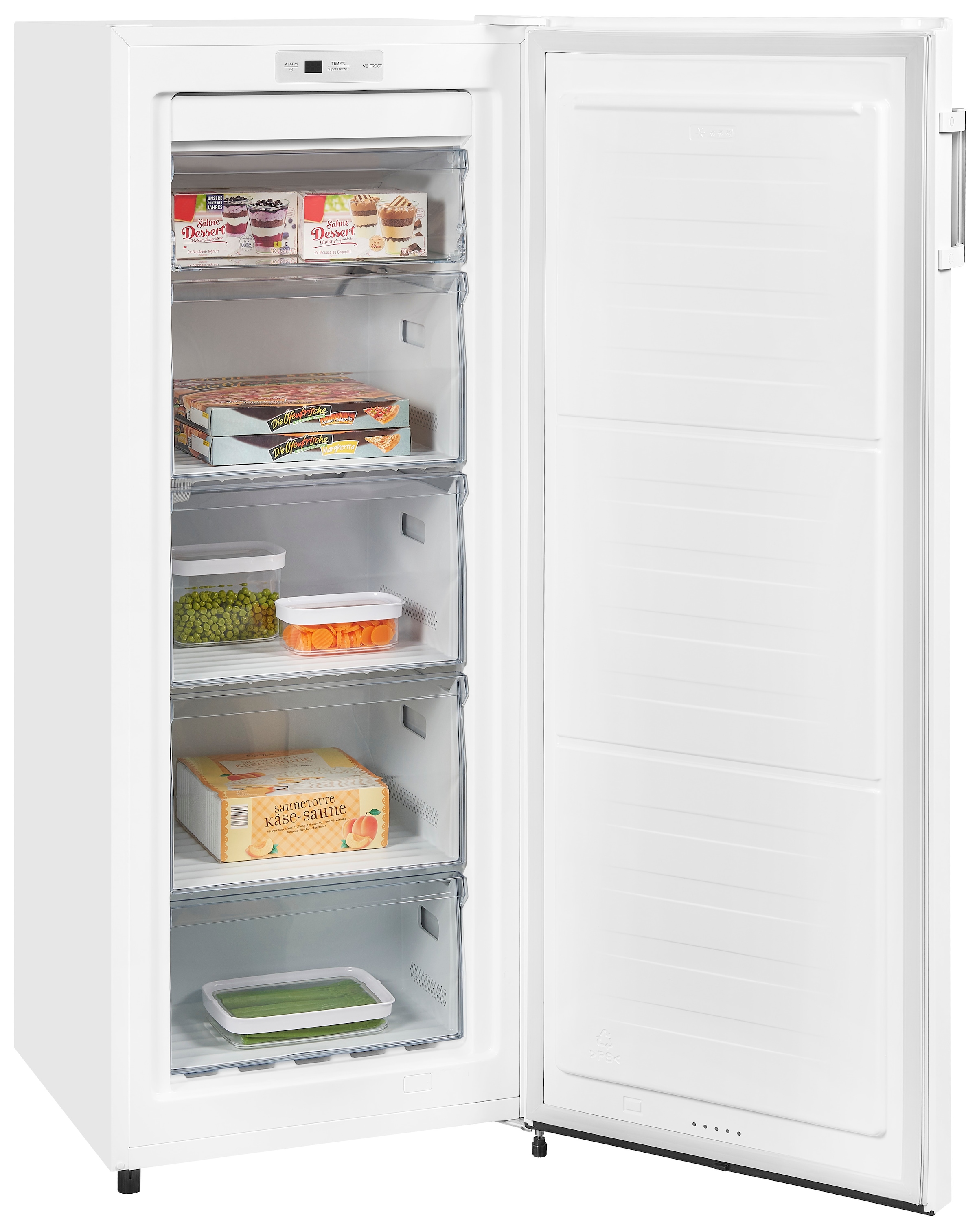 exquisit Gefrierschrank »GS231-NF-H-010E weiss«, 143,4 cm hoch, 56 cm breit, 155 L Volumen, NoFrost, Schnellgefrieren, 4 Sterne