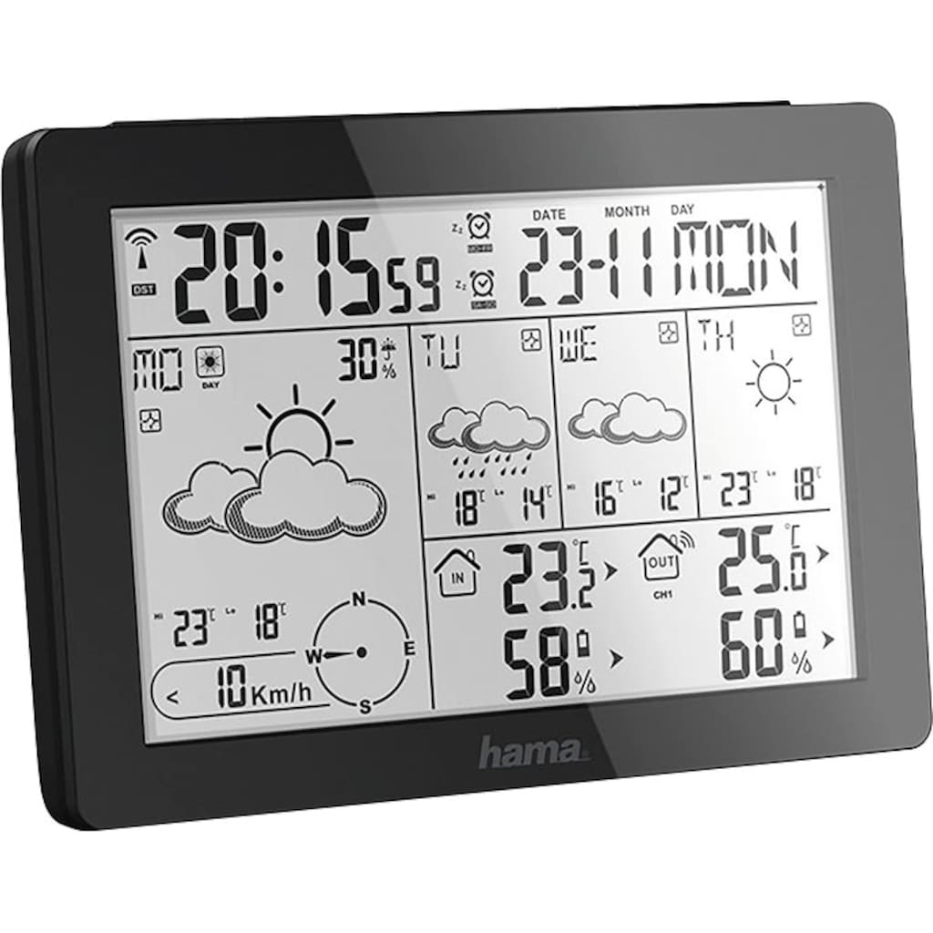 Hama Wetterstation »Wettervorhersage-Center "Meteotime", Schwarz Wetterstation«