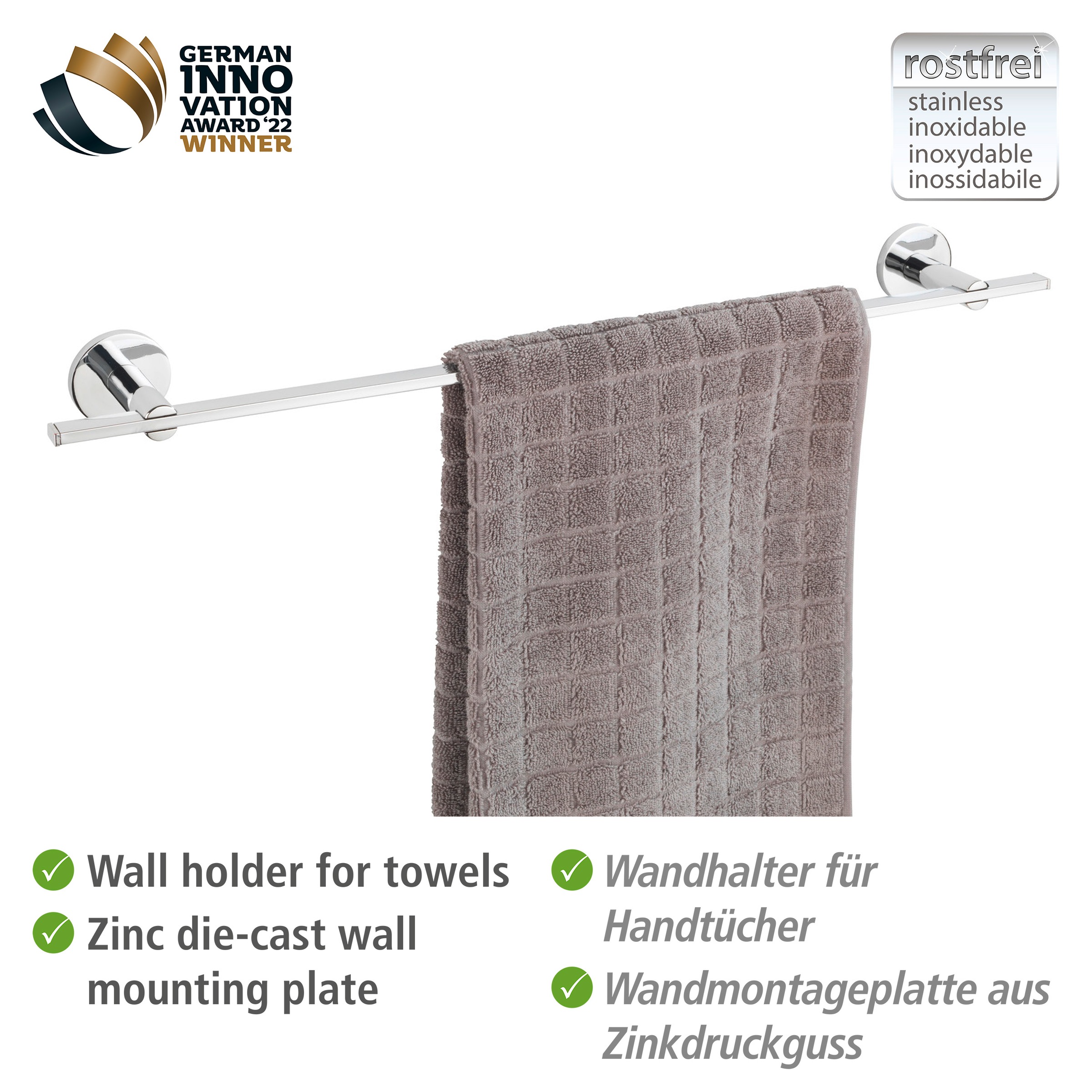 WENKO Handtuchstange »UV-Loc® Isera«, befestigen ohne Bohren