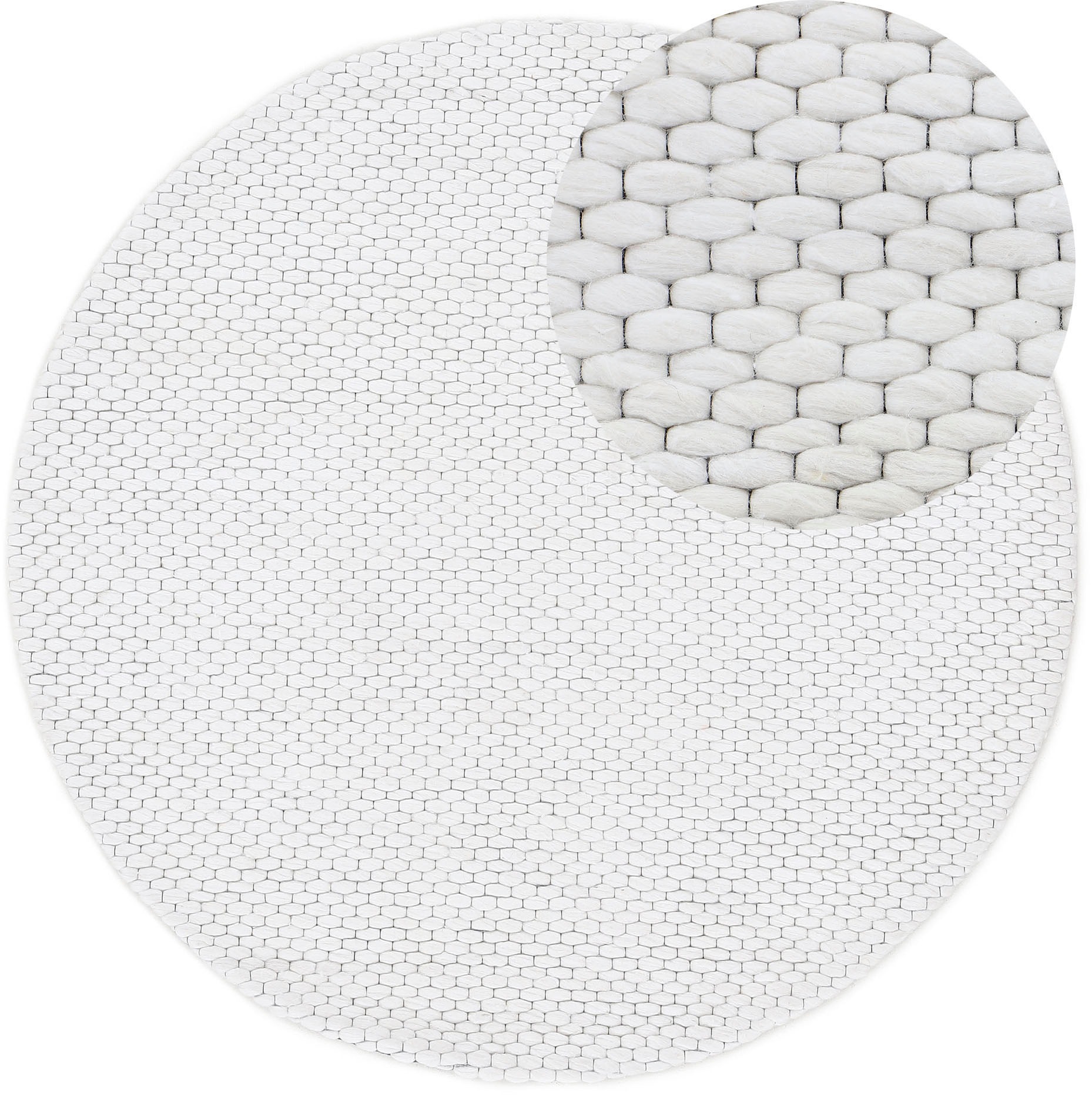 Carpetfine Wollteppich »Sina« rund 14 mm Höhe grobe Struktur, Zeitloses Design, reine Wolle, Wohnzimmer in beige