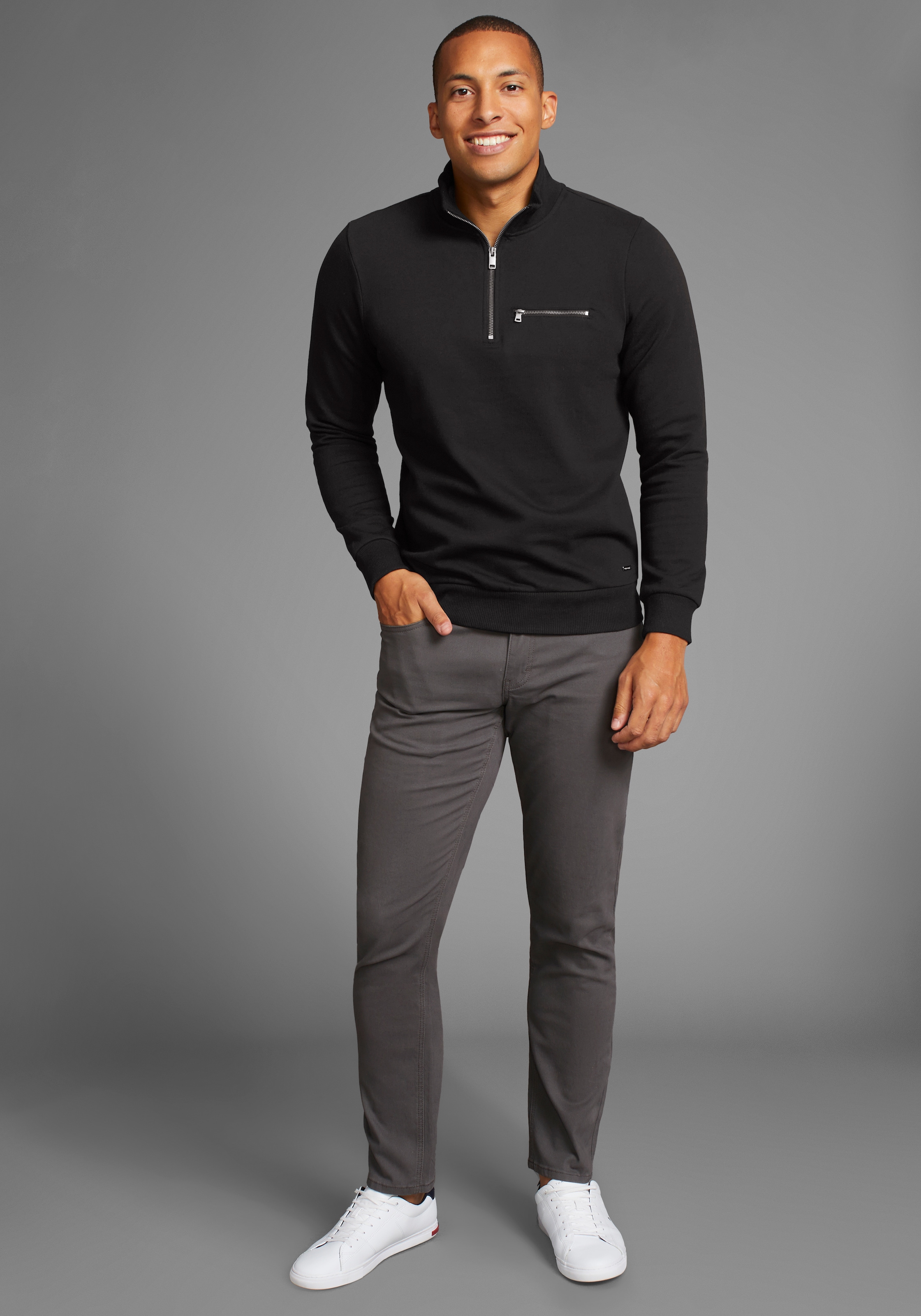 Bruno Banani Sweatshirt, mit Troyer Kragen