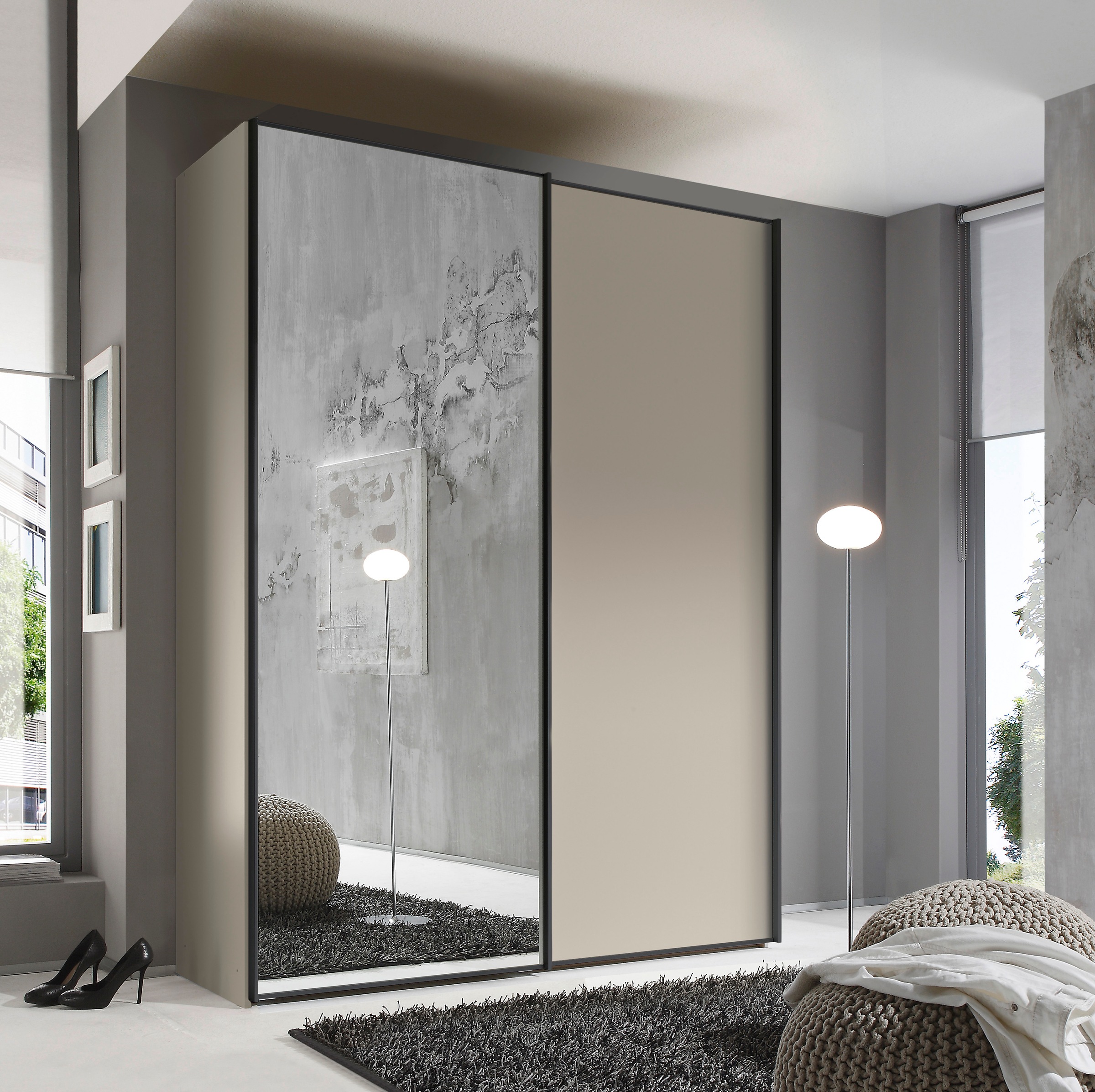 STAUD Schwebetürenschrank »Sinfonie Plus, edles Design in hochwertiger Qualität, Made in Germany« Mit Spiegeltüre und vier verschiedenen Ausstattungsvarianten