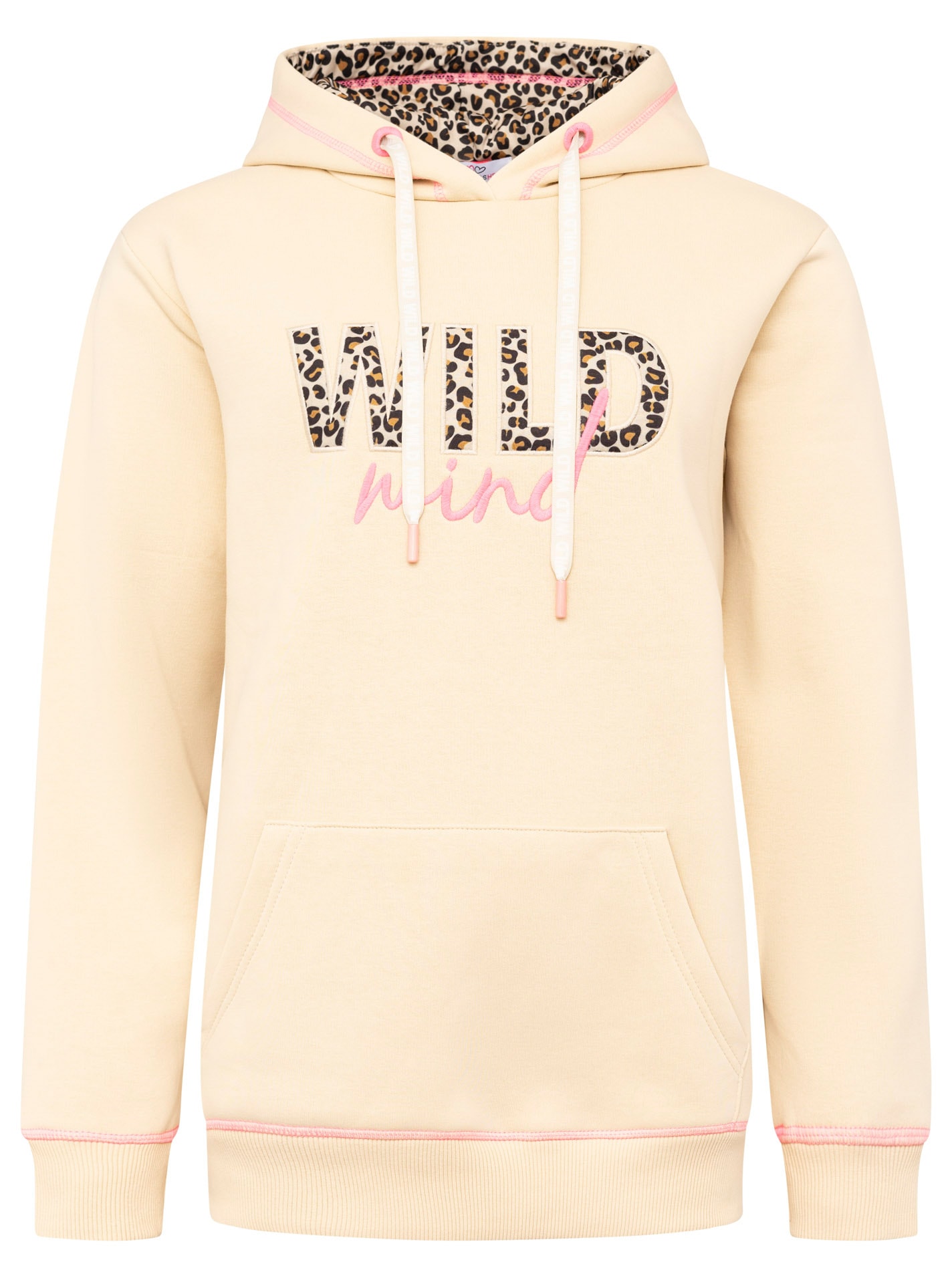 Zwillingsherz Hoodie »"Wild Mind"«, mit Leo Stickerei und Leo Kapuze sowie pinken Details