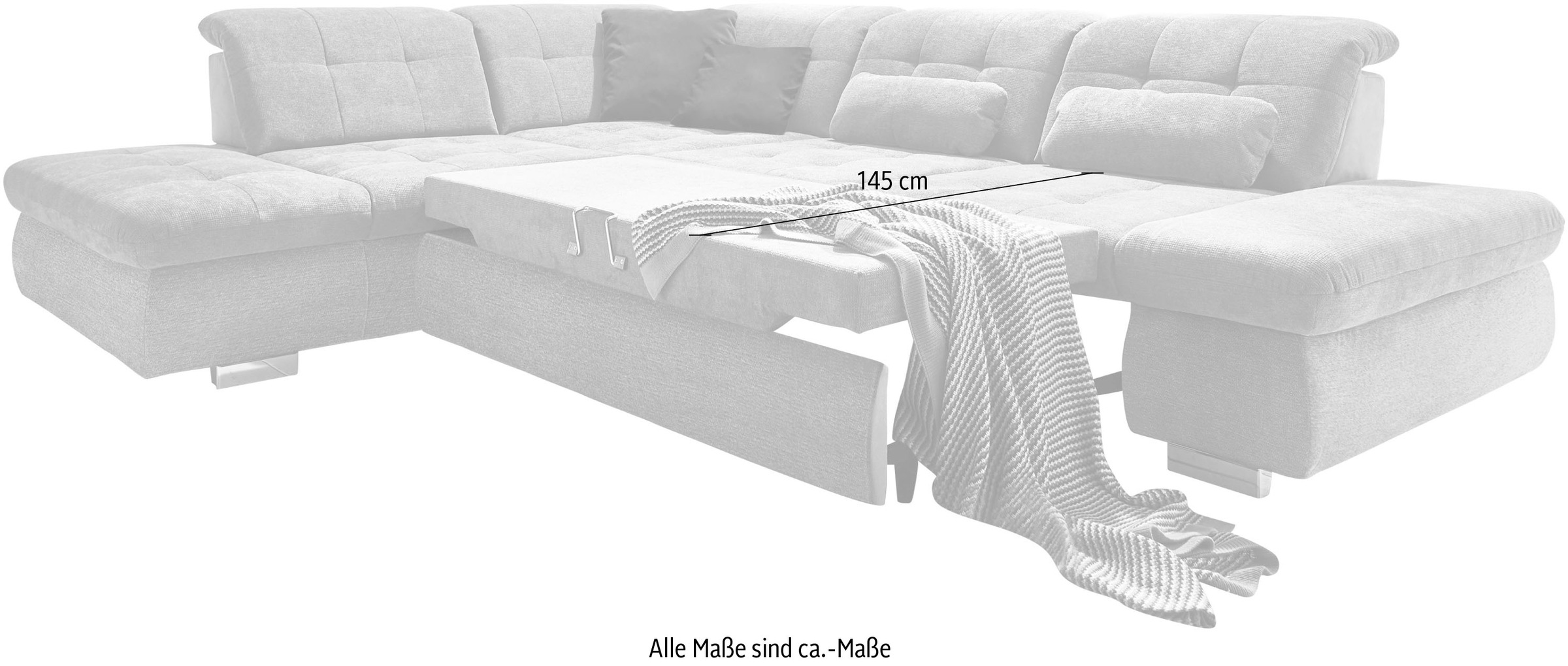 Die PlanBar Ecksofa »MP-IN17004 L-Form«, wahlweise mit Bettfunktion, Sitztiefen- und Kopfteilverstellung