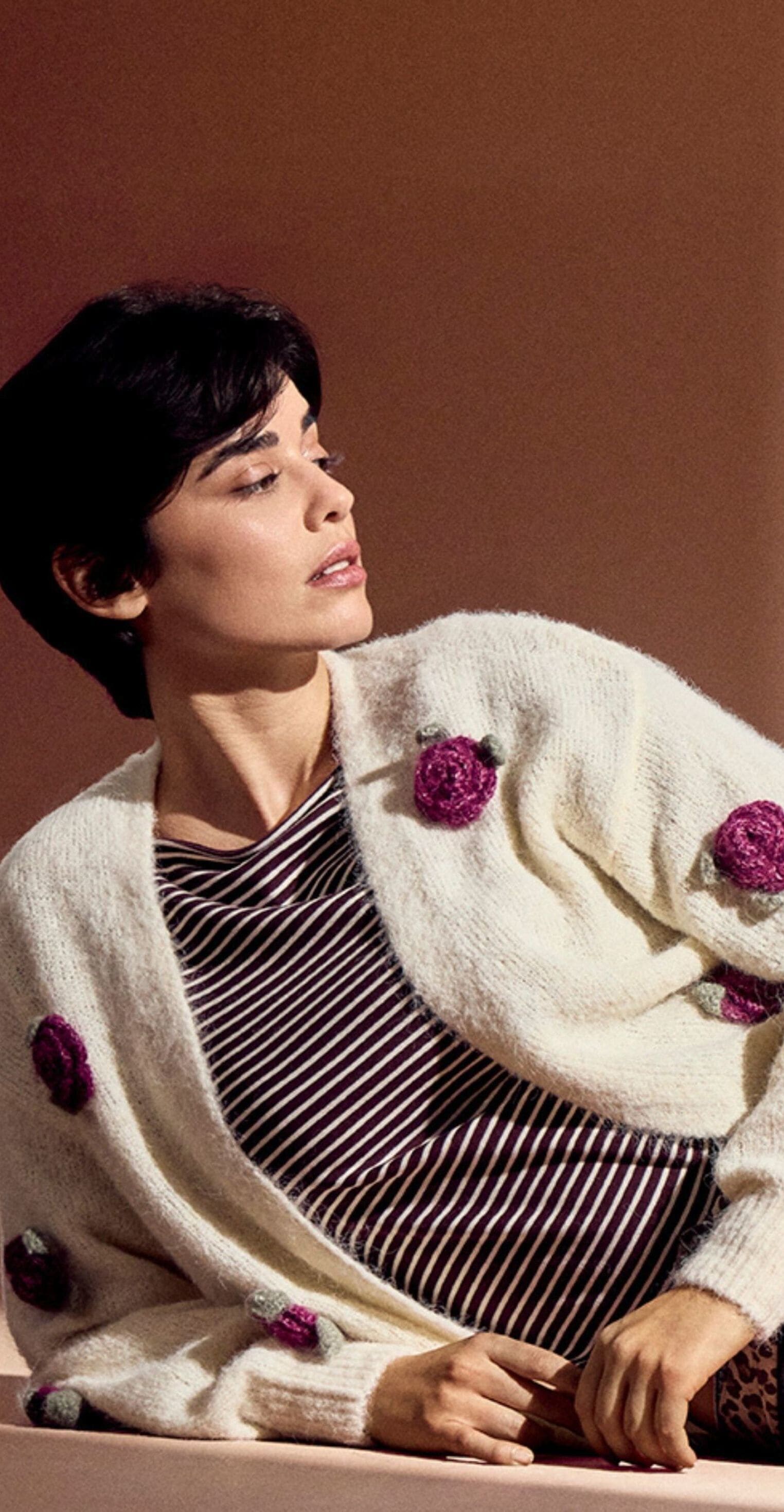 Zero Strickjacke »Strickjacke mit bunten 3D Blumen«