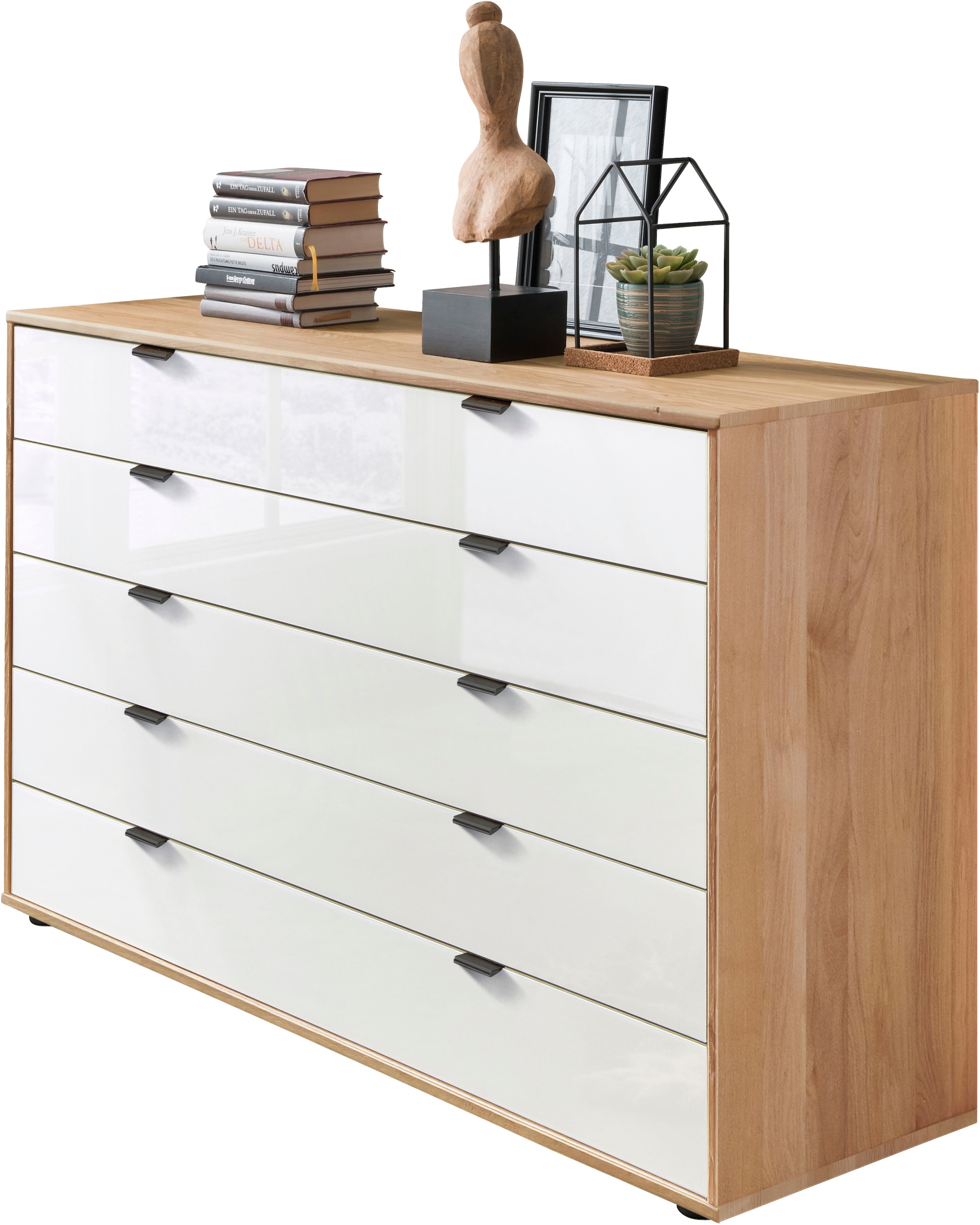 WIEMANN Schubkastenkommode »Cardiff Sideboard, Wäscheschrank, teilmassiv Erle, mit Schubladen« Glas- oder Massivholzfront, verschiedene Breiten, MADE IN GERMANY,  Schubkästen inklusive Selbsteinzug und Dämpfung