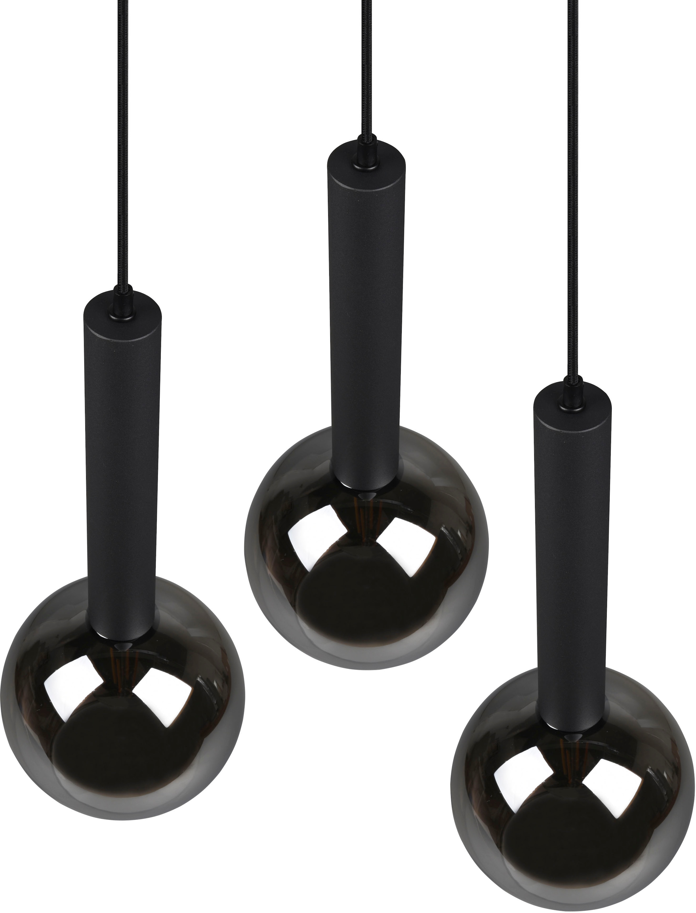 TRIO Leuchten Pendelleuchte »Clayton«, 3 flammig, Leuchtmittel E27 | ohne Leuchtmittel, Hängelampe höhenverstellbar bis 150cm, Glas rauchfarbig, exkl 3xE27