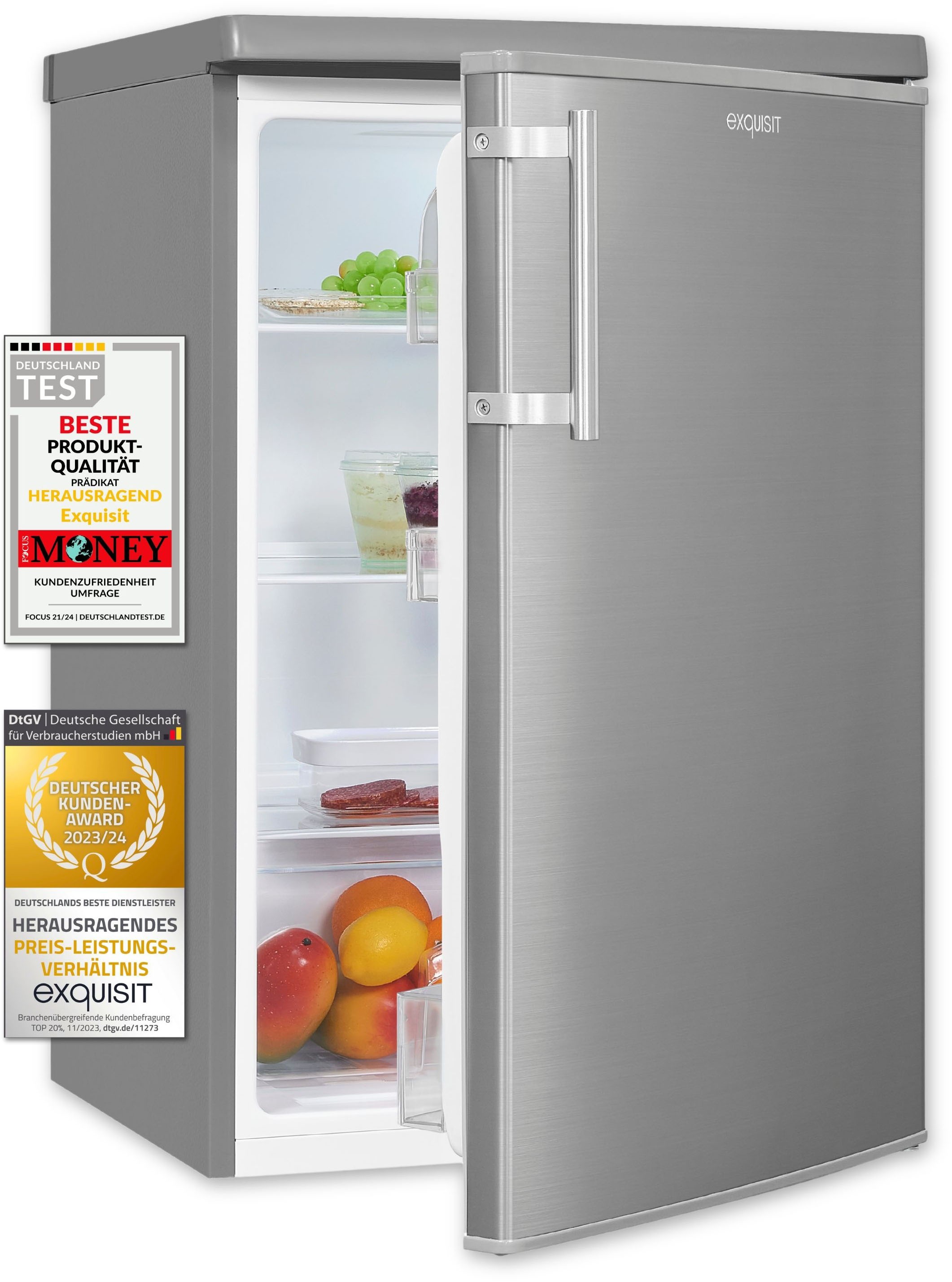 exquisit Kühlschrank »KS16-V-H-040E inoxlook«, 127 L Volumen