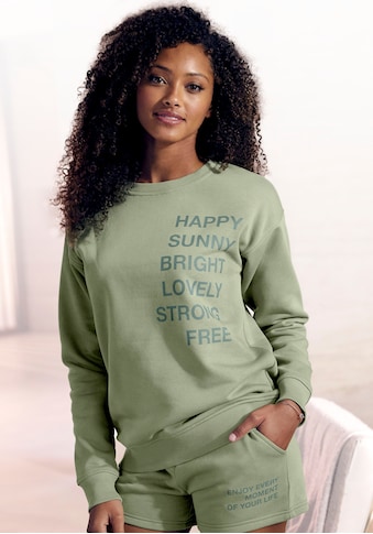 Sweatshirt, mit Statement Druck, Loungeanzug