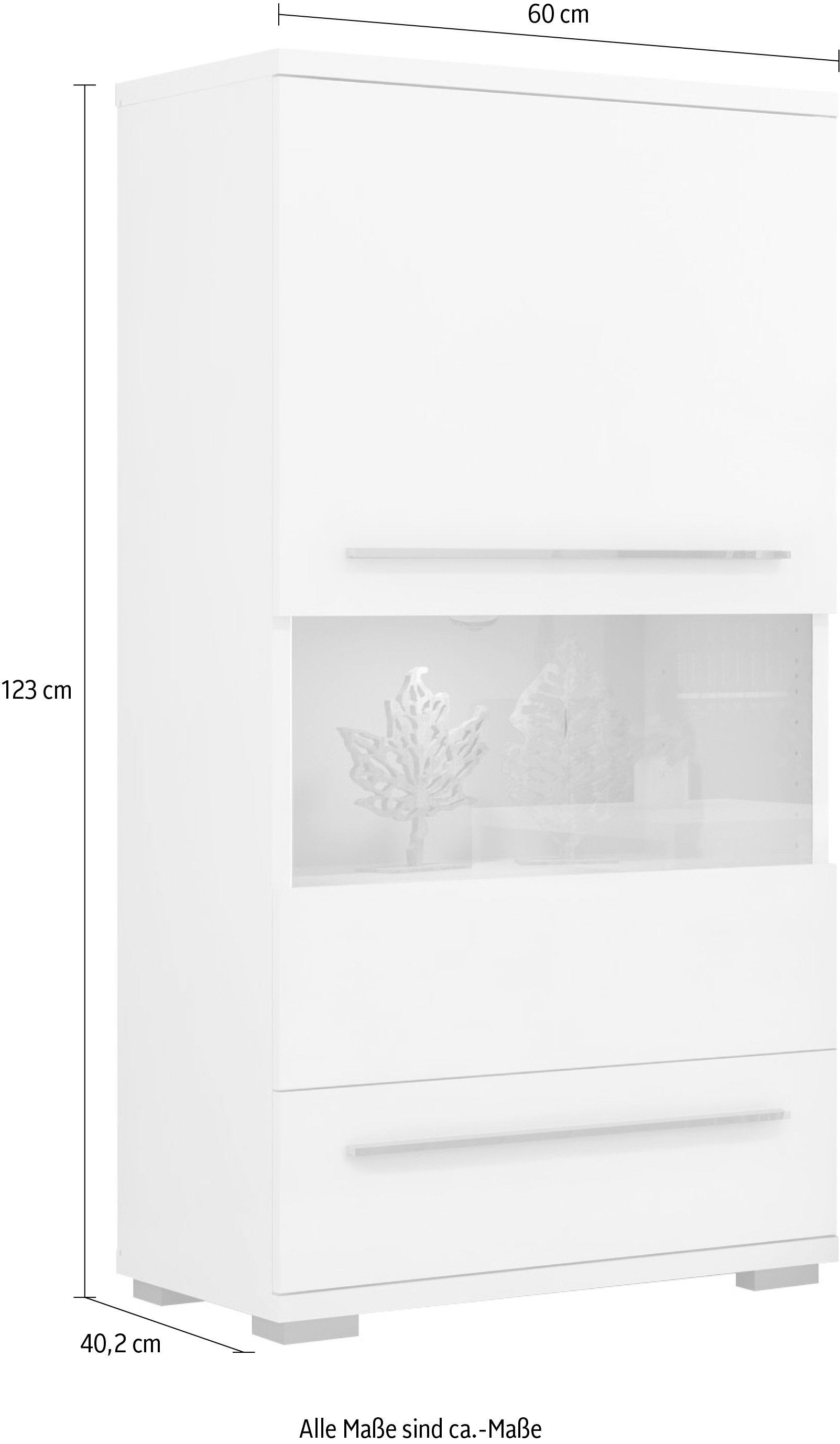 Places of Style Highboard »Piano Vitrine«, UV lackiert, Soft-Close Funktion
