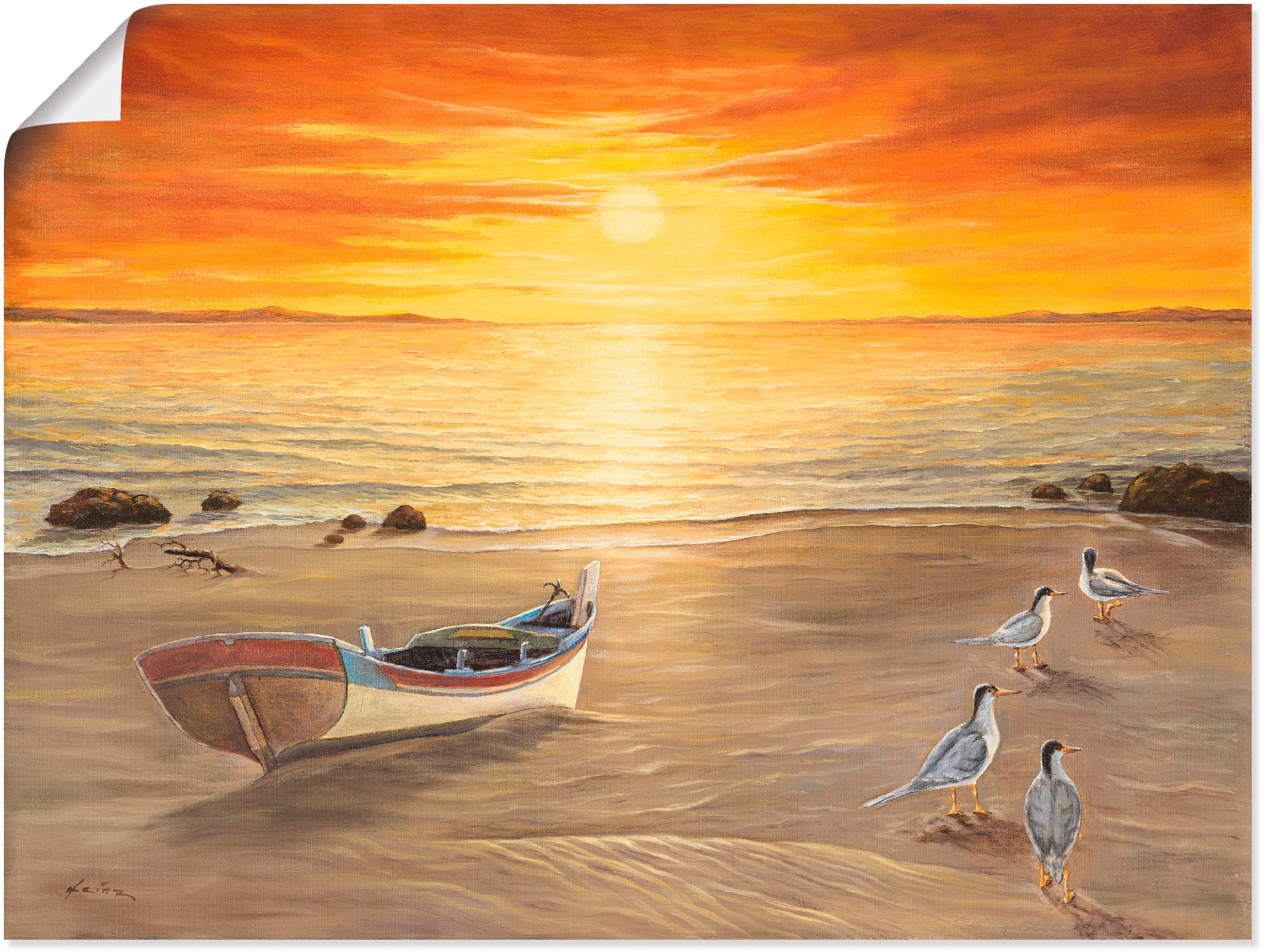 Artland Wandbild »Möwen«, Sonnenaufgang & -untergang, (1 St.), in vielen Größen & Produktarten - Alubild / Outdoorbild für den Außenbereich, Leinwandbild, Poster, Wandaufkleber / Wandtattoo auch für Badezimmer geeignet