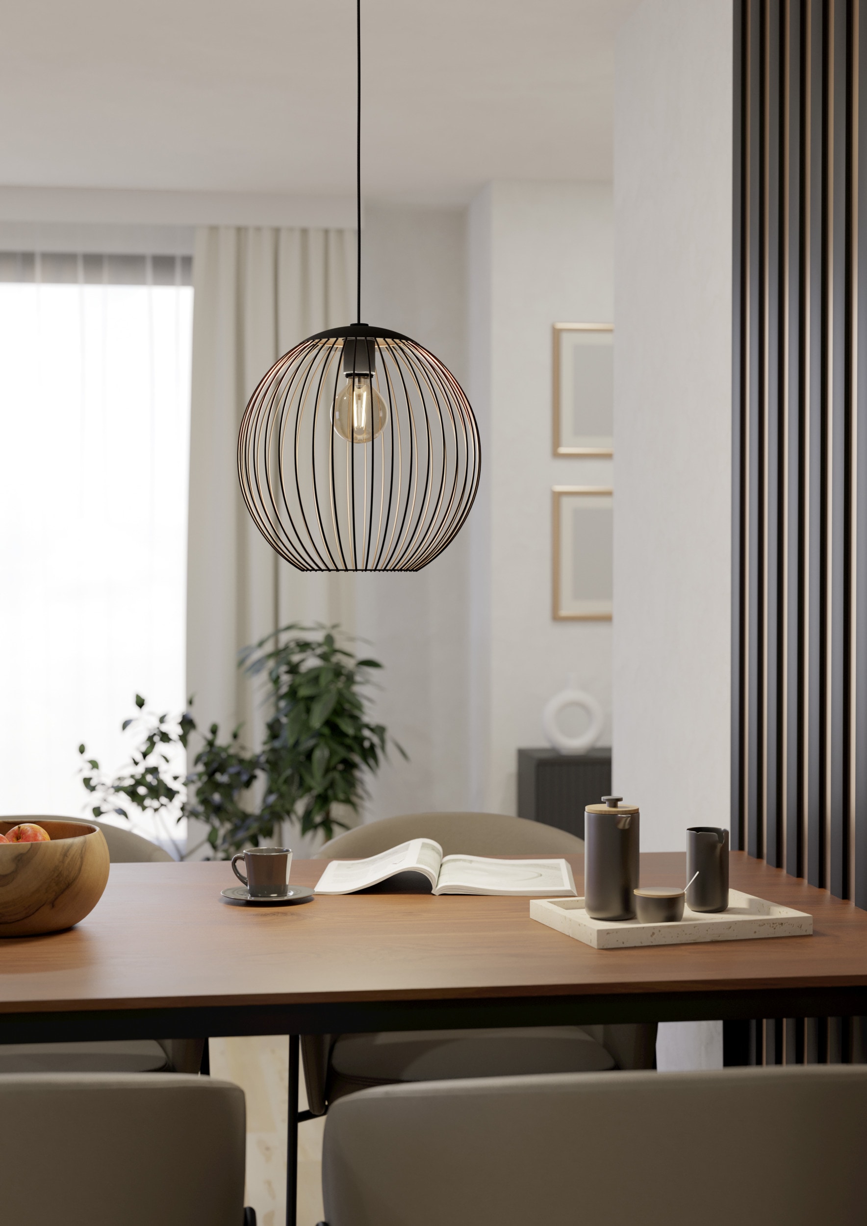 EGLO Hängeleuchte »ALMANZORA Pendellampe - Stahl - E27 - 1X60W - IP20« E27 1 Stk. Hängelampe, Deckenlampe, Wohnzimmer, Esszimmer, H110 x Ø32 cm