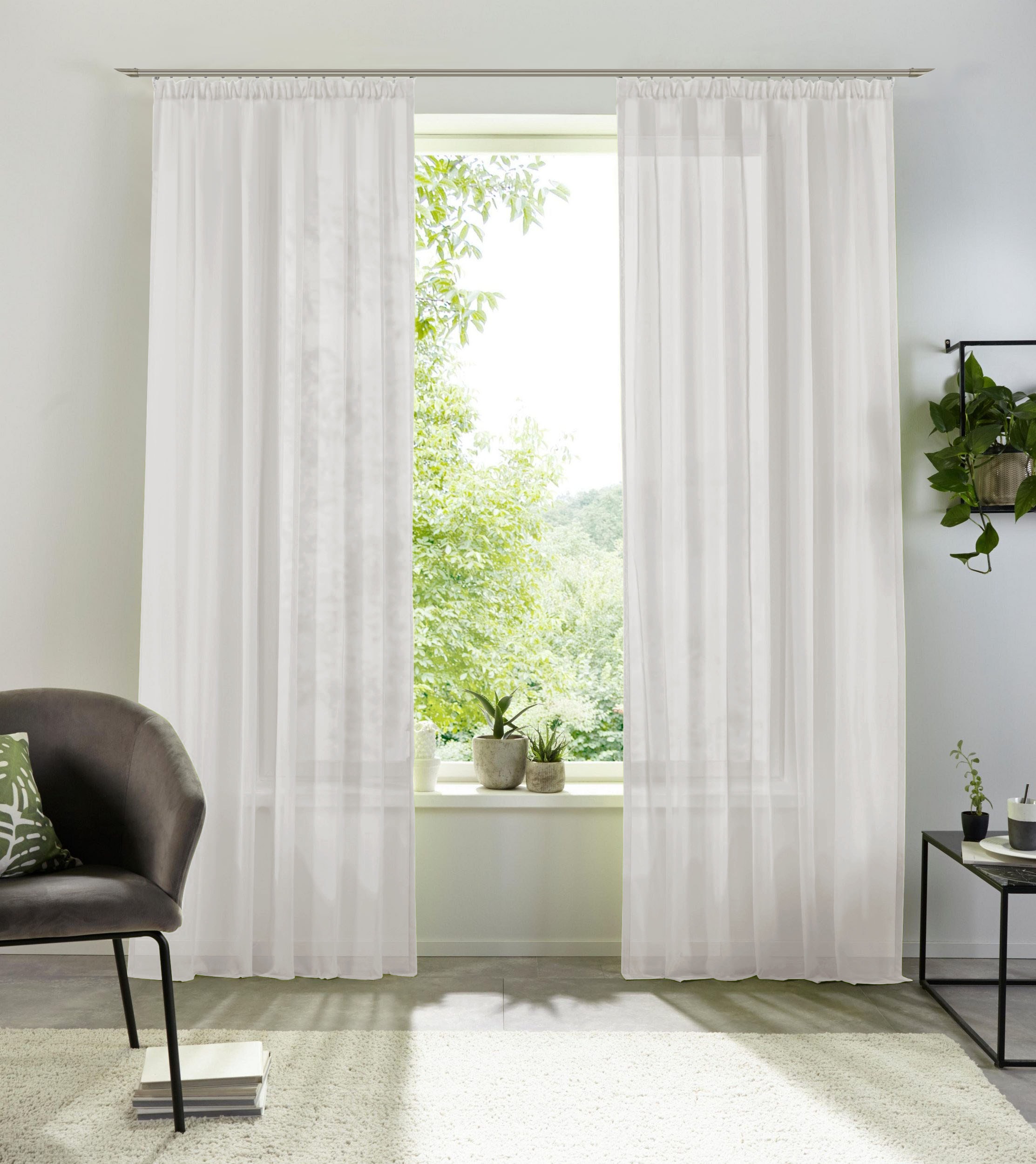 my home Gardine »XANA mit Ösen, Kräuselband oder Schlaufen«, (1 St.)