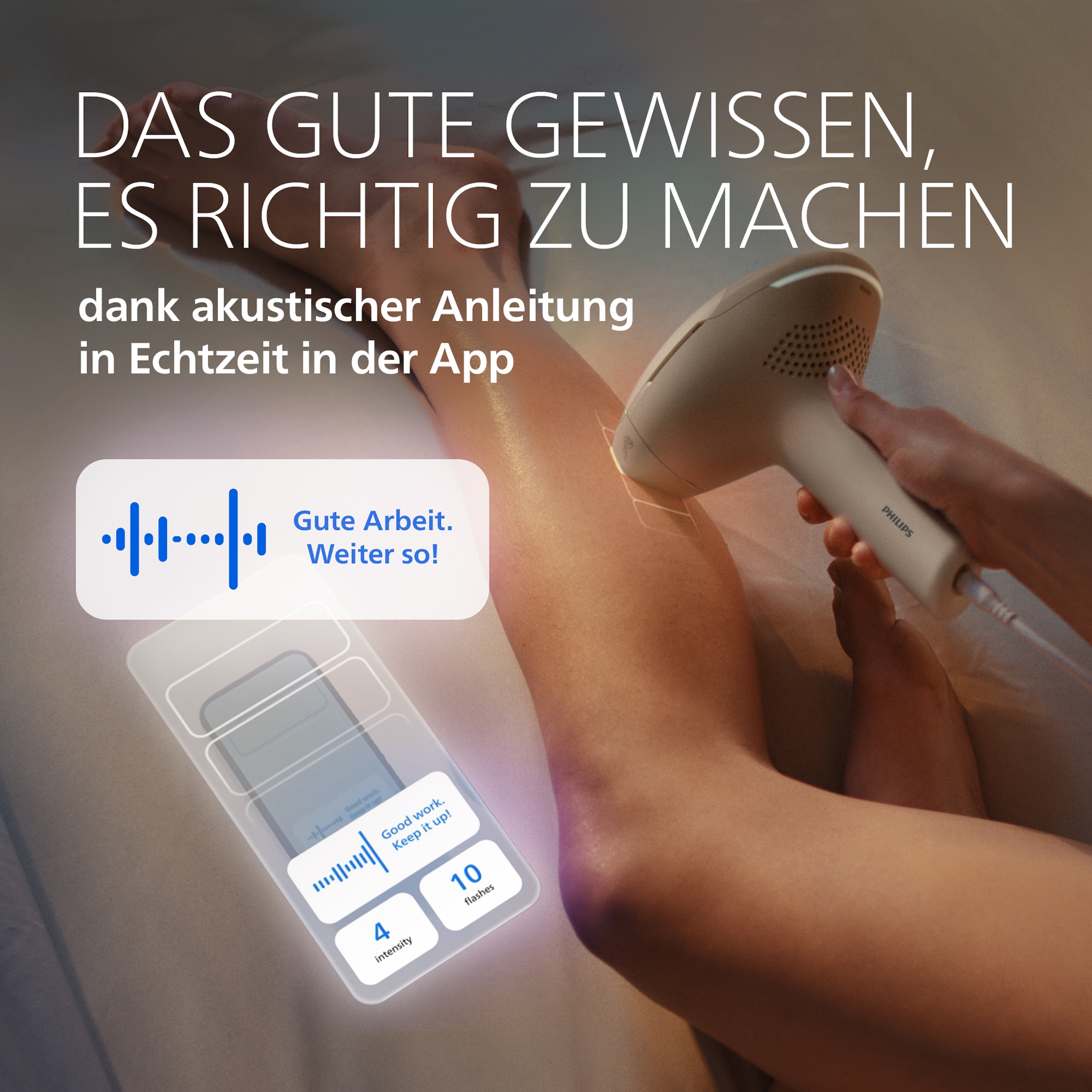 Philips IPL-Haarentferner »Philips Lumea Series 9900 Pro BRC342/00, NEUHEIT« 4 Aufsätze (Körper, Gesicht, Achseln, Bikinizone), Audioführung