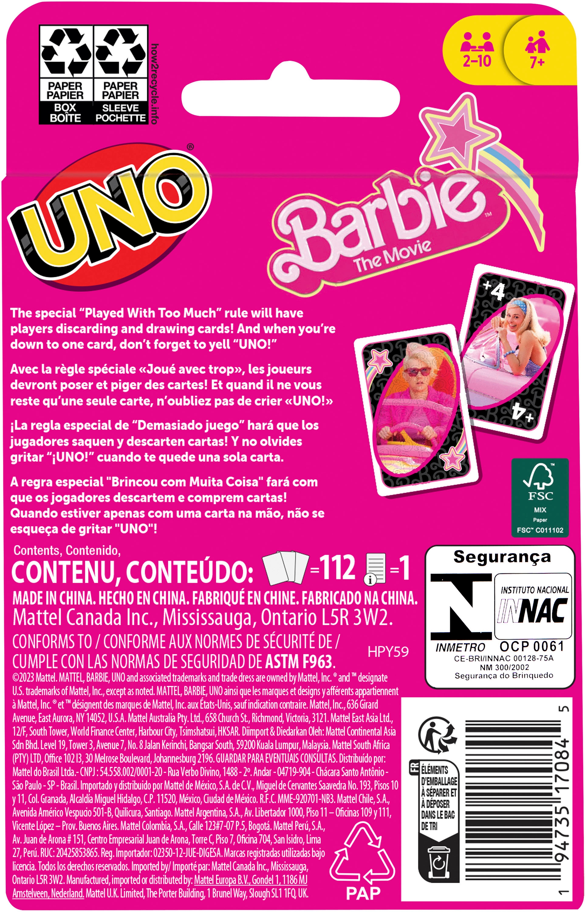 Barbie Spiel »UNO Barbie The Movie zum Spielfilm«
