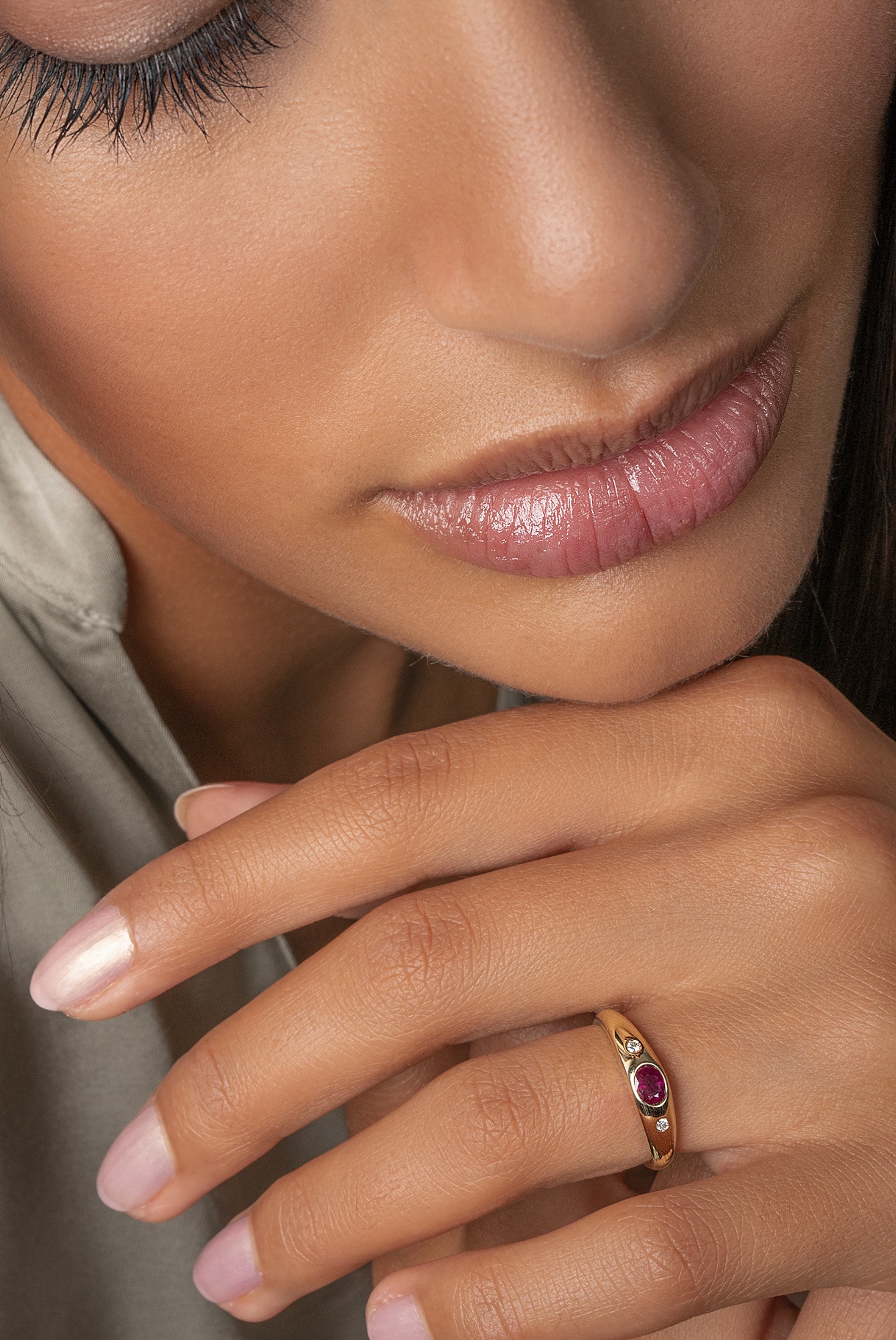 ONE ELEMENT Diamantring »0,03 ct Diamant Brillant Rubin Ring aus 585 Gelbgold«