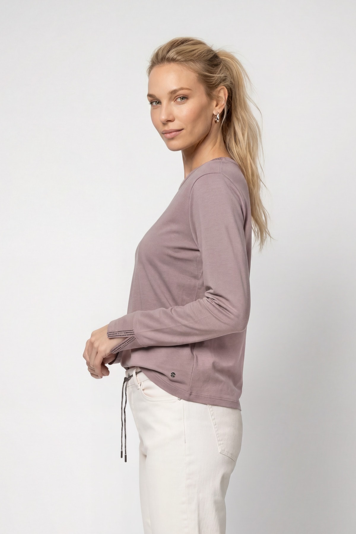 Monari Langarmshirt »Shirt Basic Schmuck« Regular fit mit Rundhalsausschnitt