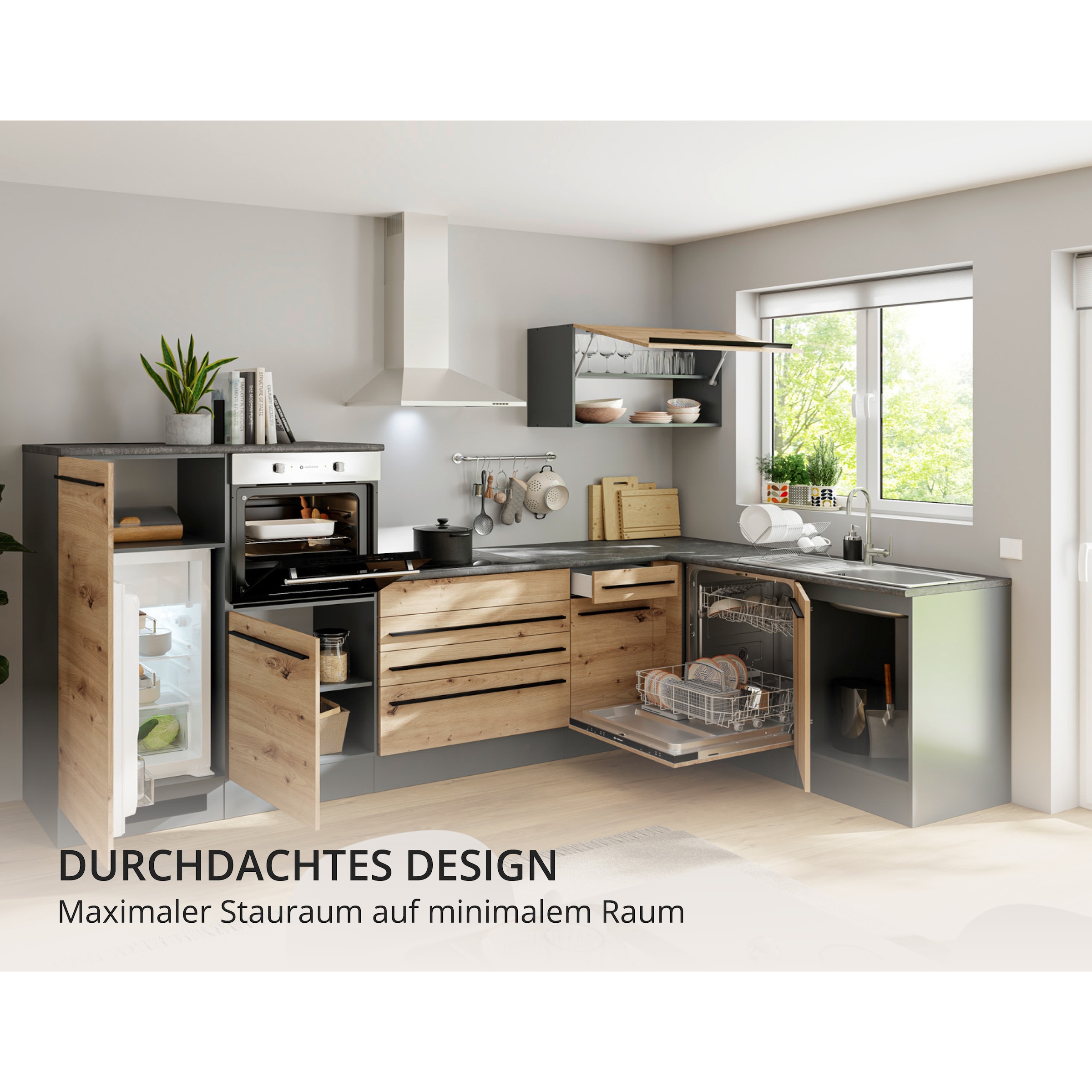 BASIC by Balculina Winkelküche »Jazz« Stellbreite 320/175 cm, wahlweise mit E-Geräten