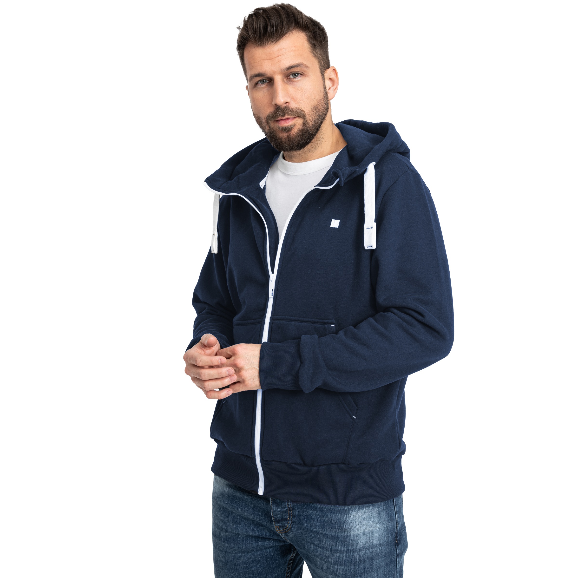 DEPROC Active Kapuzensweatshirt »FinnCMYK II MEN«, weiche Fleecejacke mit Kängurutasche