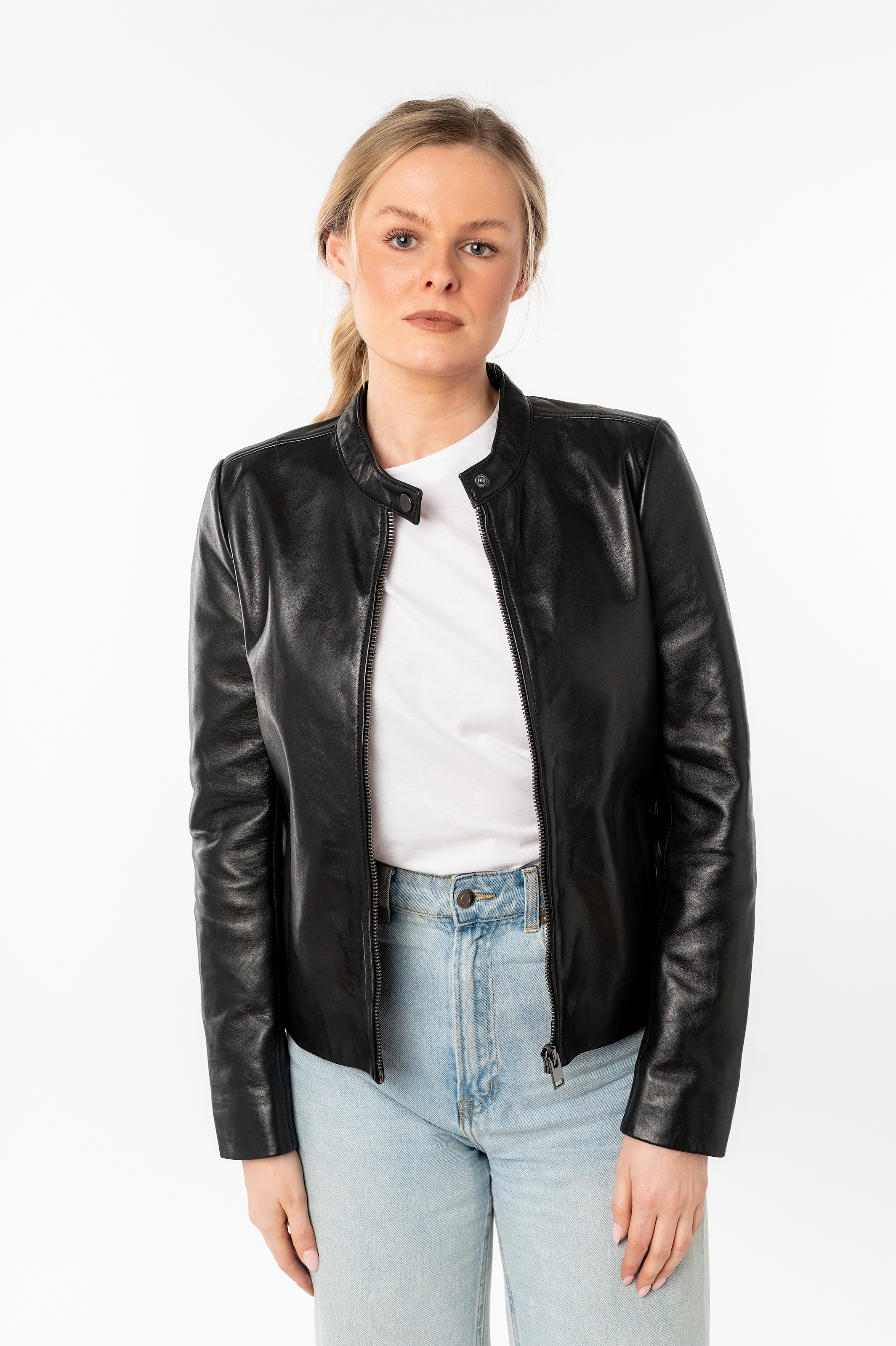 Mauritius Lederjacke »MWMair«, mit Stehkragen & Drucker, Slim Fit