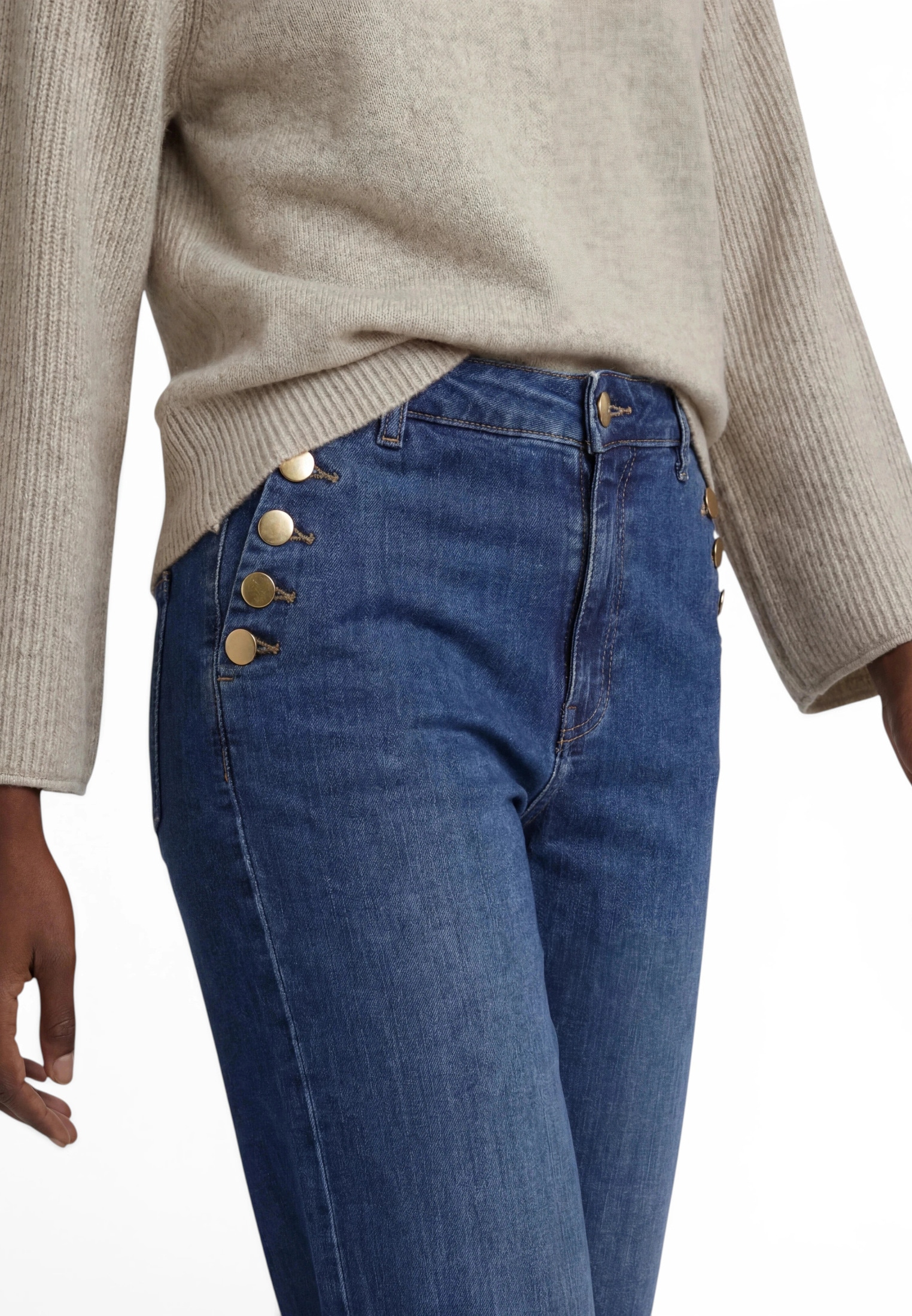 Zero Relaxhose »Basic-Jeans mit Knöpfen«
