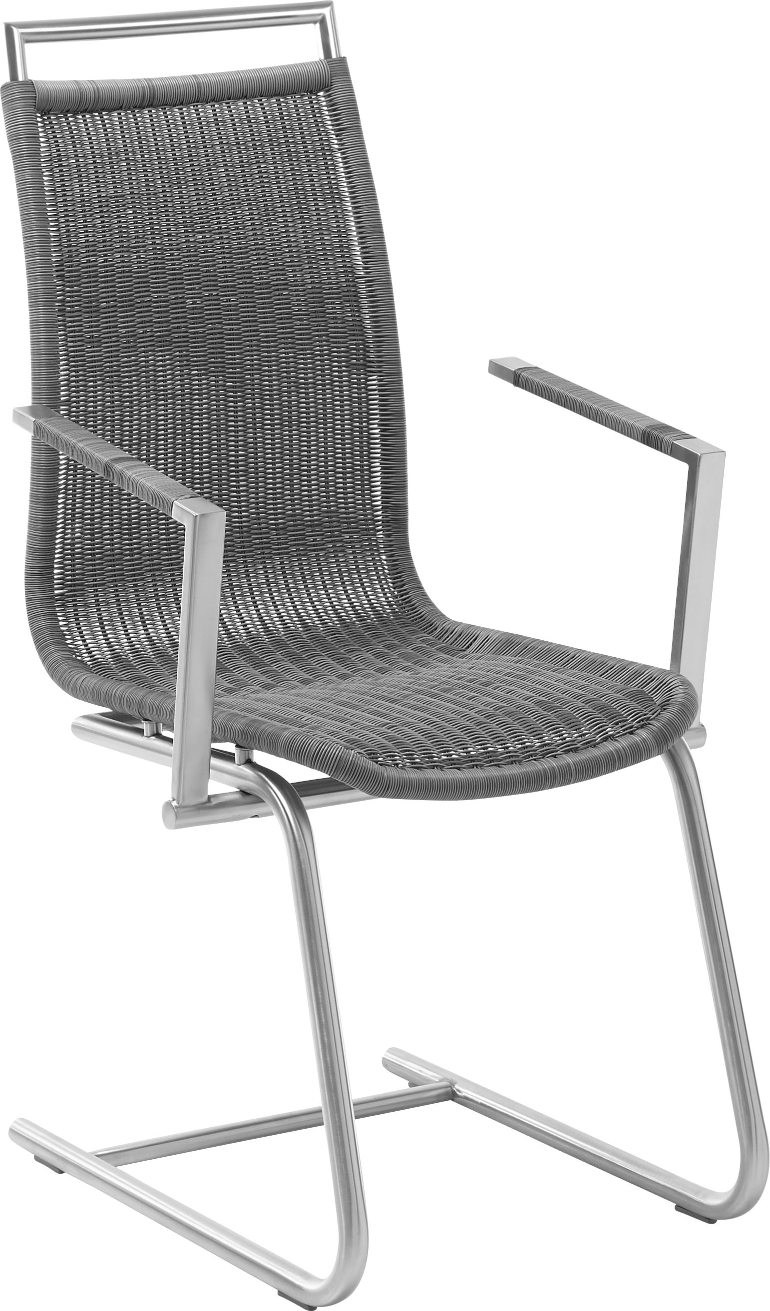 WK WOHNEN Freischwinger »WK 7400«, Gestell in Edelstahloptik, Vollgeflecht, mit Armlehne und Griff