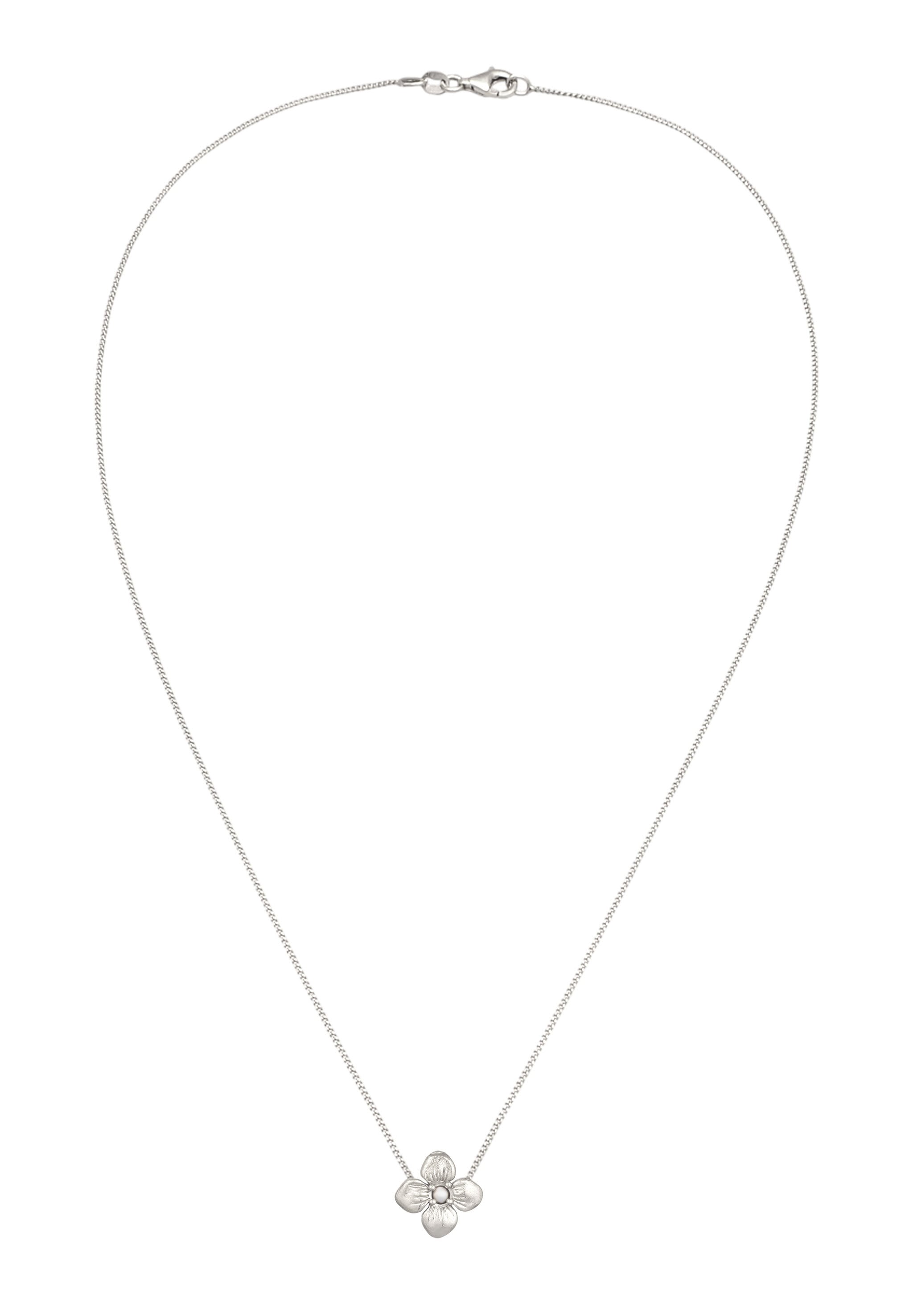 Elli Silberkette »Halskette Blume Synthetische Perle Weiß 925 Sterling Silber«