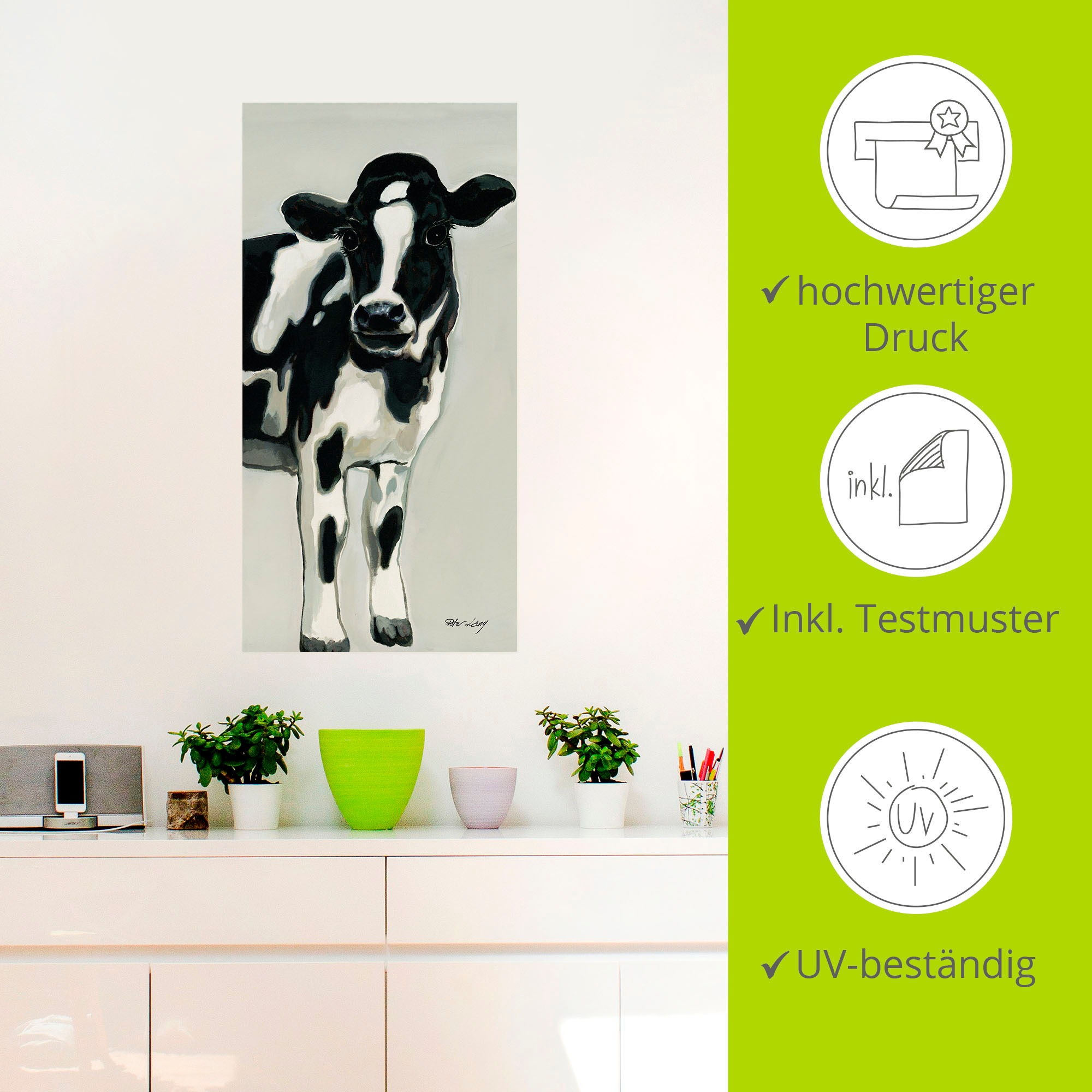 Artland Wandbild »Kuh«, Haustiere, (1 St.), als Alubild, Outdoorbild, Leinwandbild, Poster, Wandaufkleber