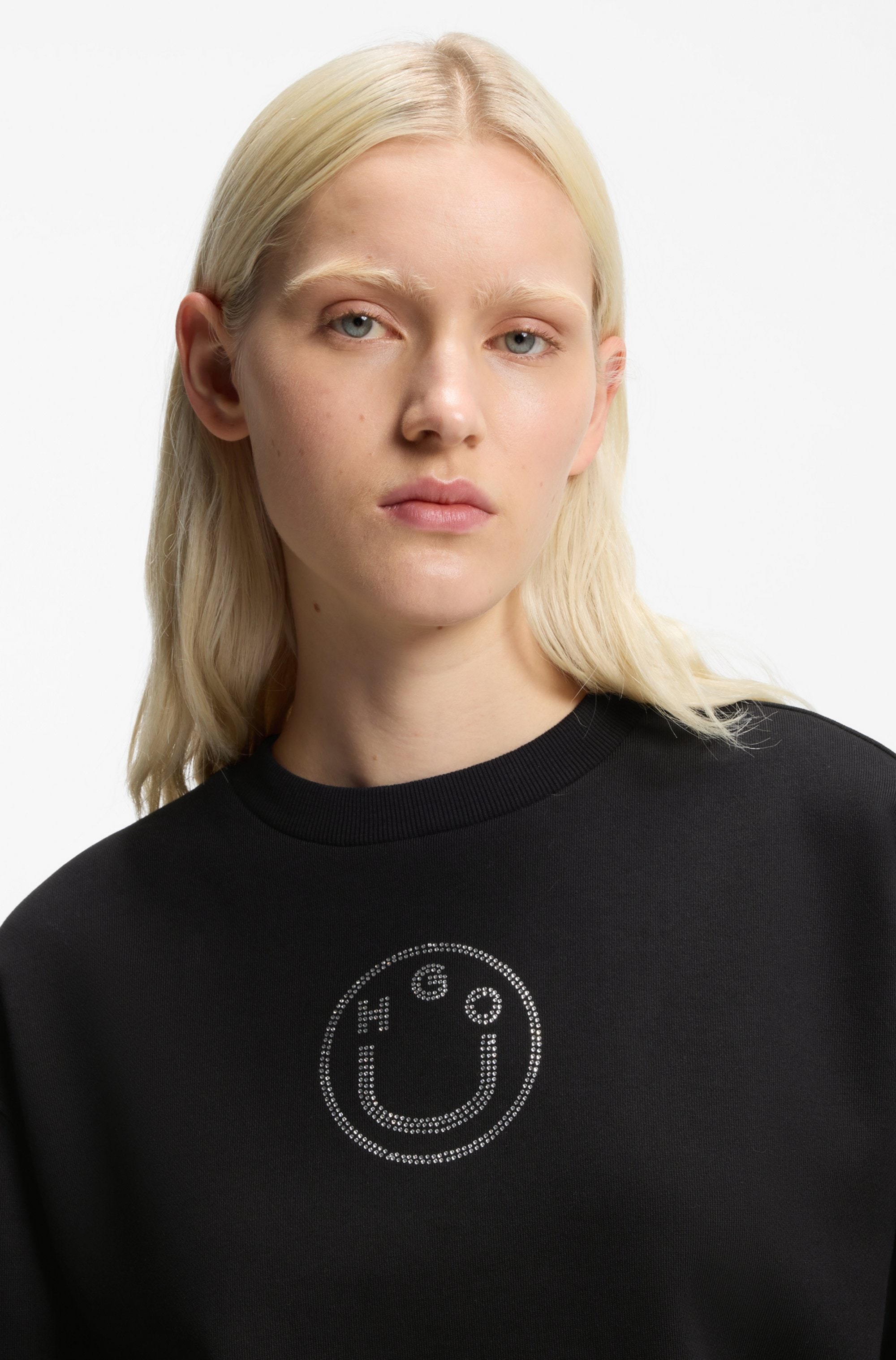 HUGO Blue Sweatshirt »Classic Crew«, Relaxed Fit, mit Strass-Steinen
