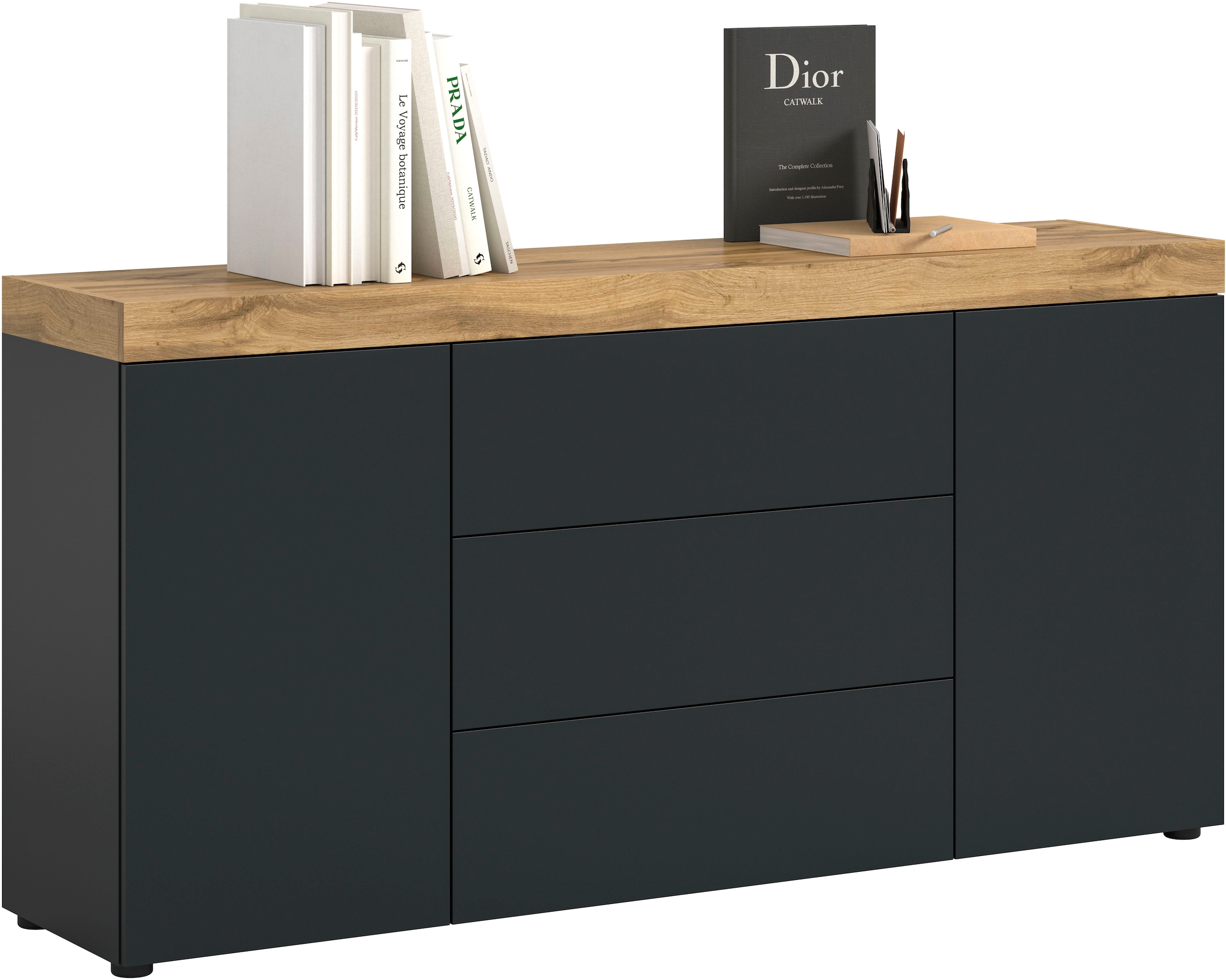 OTTO home Sideboard »MAMBO, Breite 160cm, 2 Türen, 3 Schubkästen, push-2-open« 2 farbige Ausführung, in verschiedenen Farben erhältlich, 1 Stk. tlg. Kommode, Anrichte, Wohnzimmer, Schlafzimmer