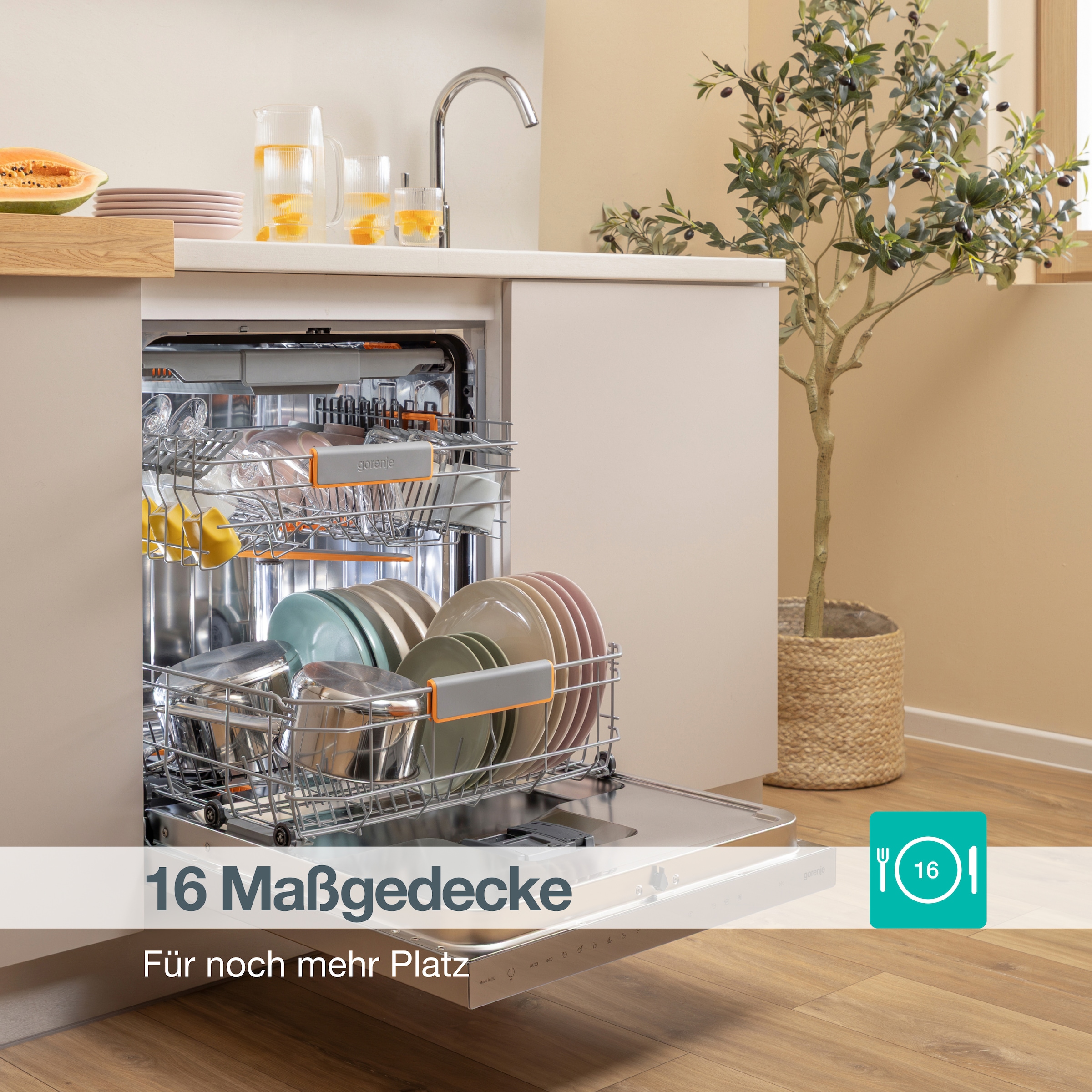 GORENJE Unterbaugeschirrspüler »GU673A65X« 9,5 l 16 Maßgedecke TotalDry - auto. Türöffnung