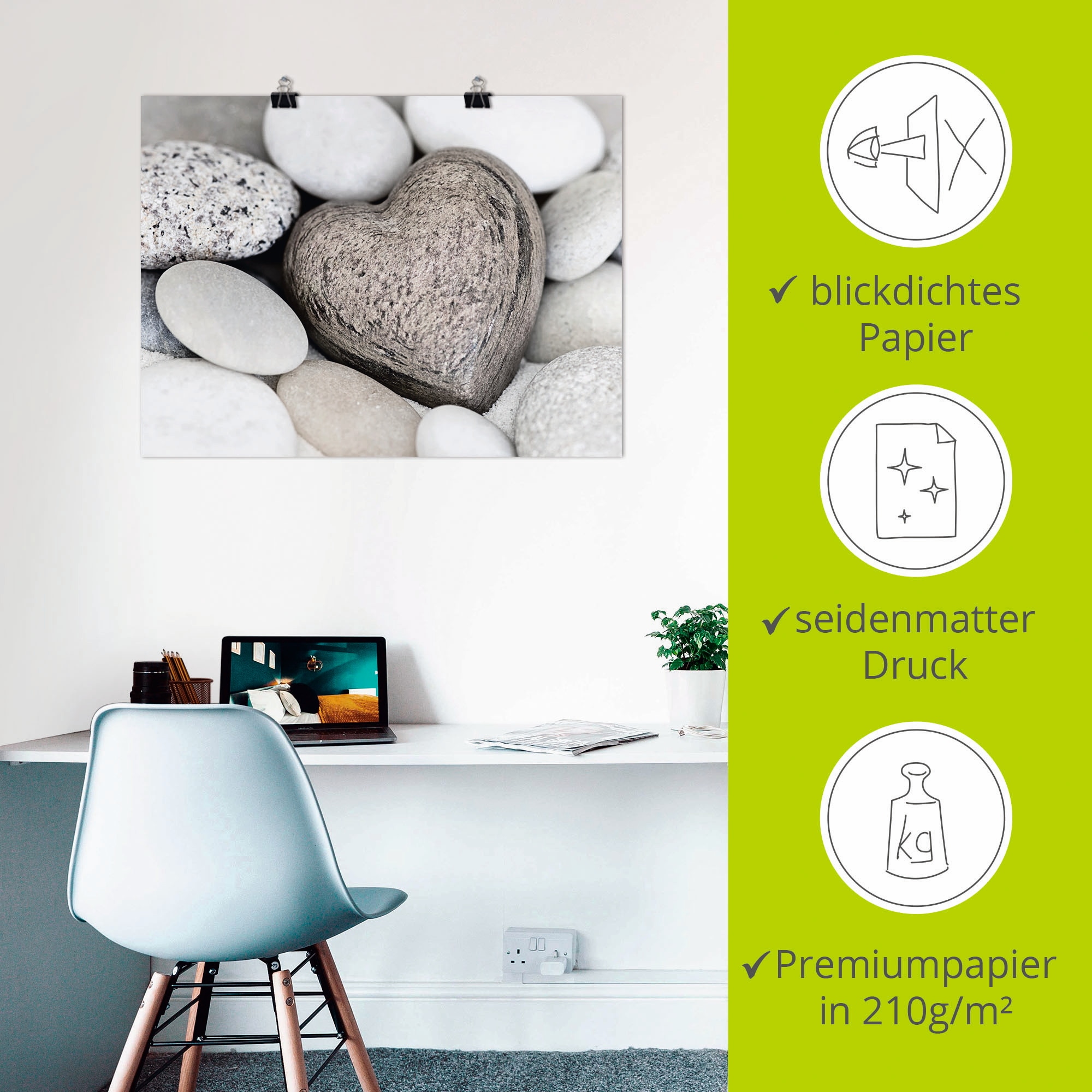 Artland Wandbild »Steinherz«, Zen, (1 St.), als Leinwandbild, Poster, Wandaufkleber in verschied. Größen