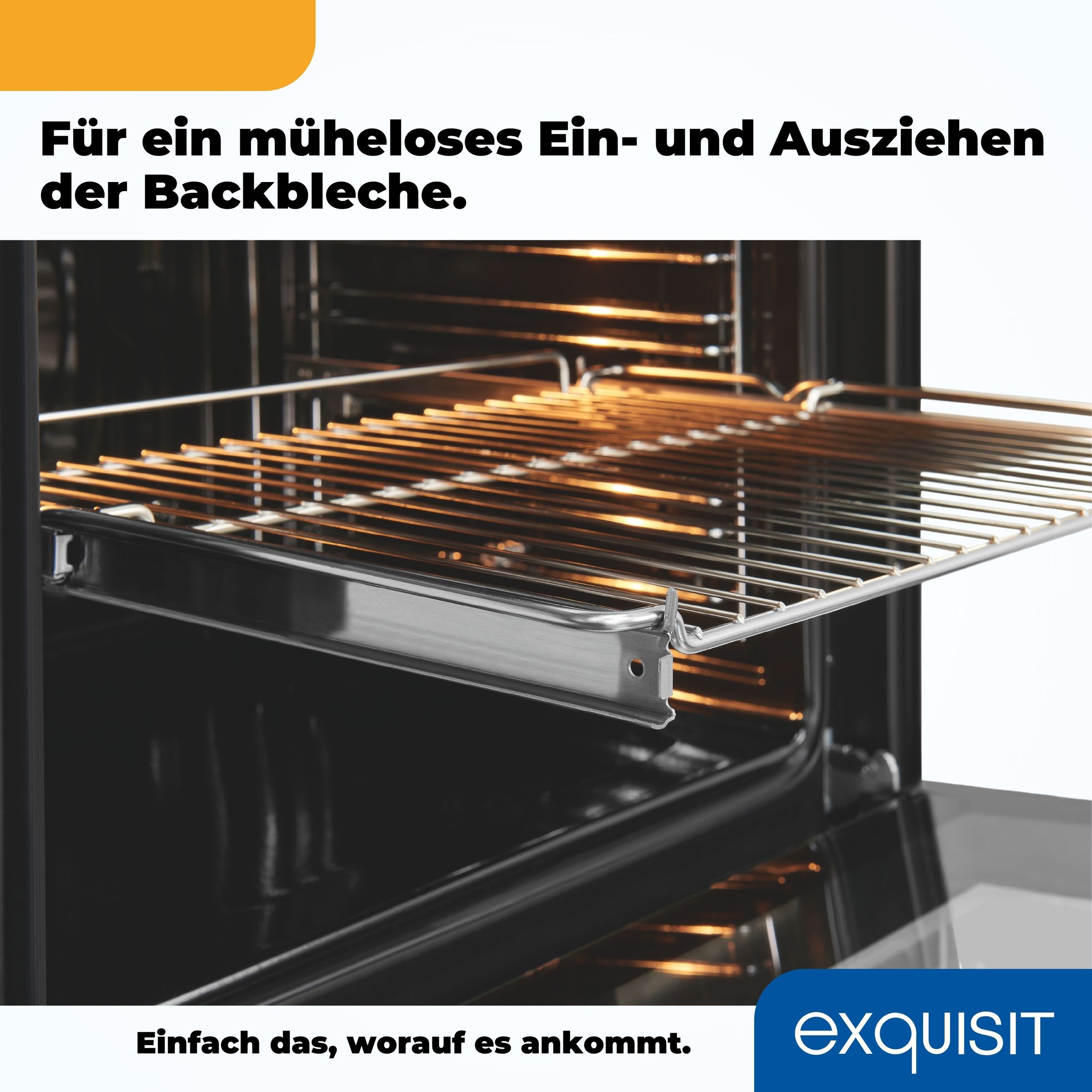 exquisit Backofen  »EBE76-9-H-020 schwarz«, mit 1-fach-Teleskopauszug