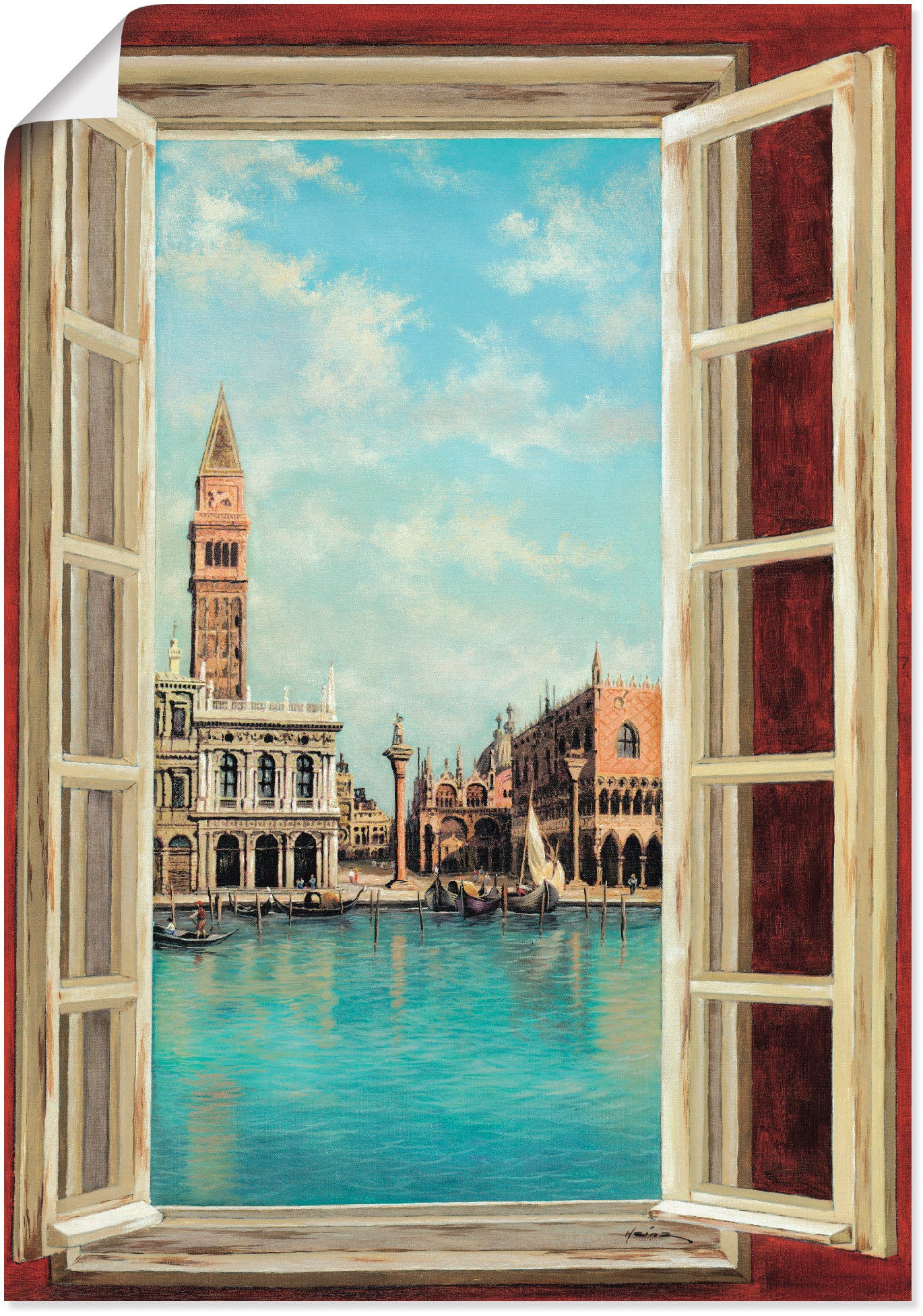 Artland Wandbild Poster mit St.), versch. in Wandaufkleber Fensterblick, auf (1 »Fenster bei Größen als Leinwandbild, oder Venedig«, OTTO Alubild, Blick
