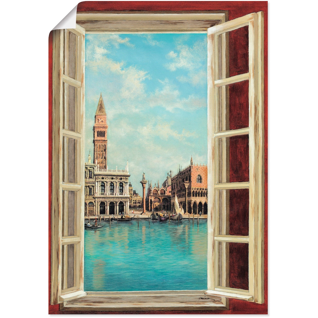 Artland Wandbild »Fenster mit Blick auf Venedig«, Fensterblick, (1 St.)